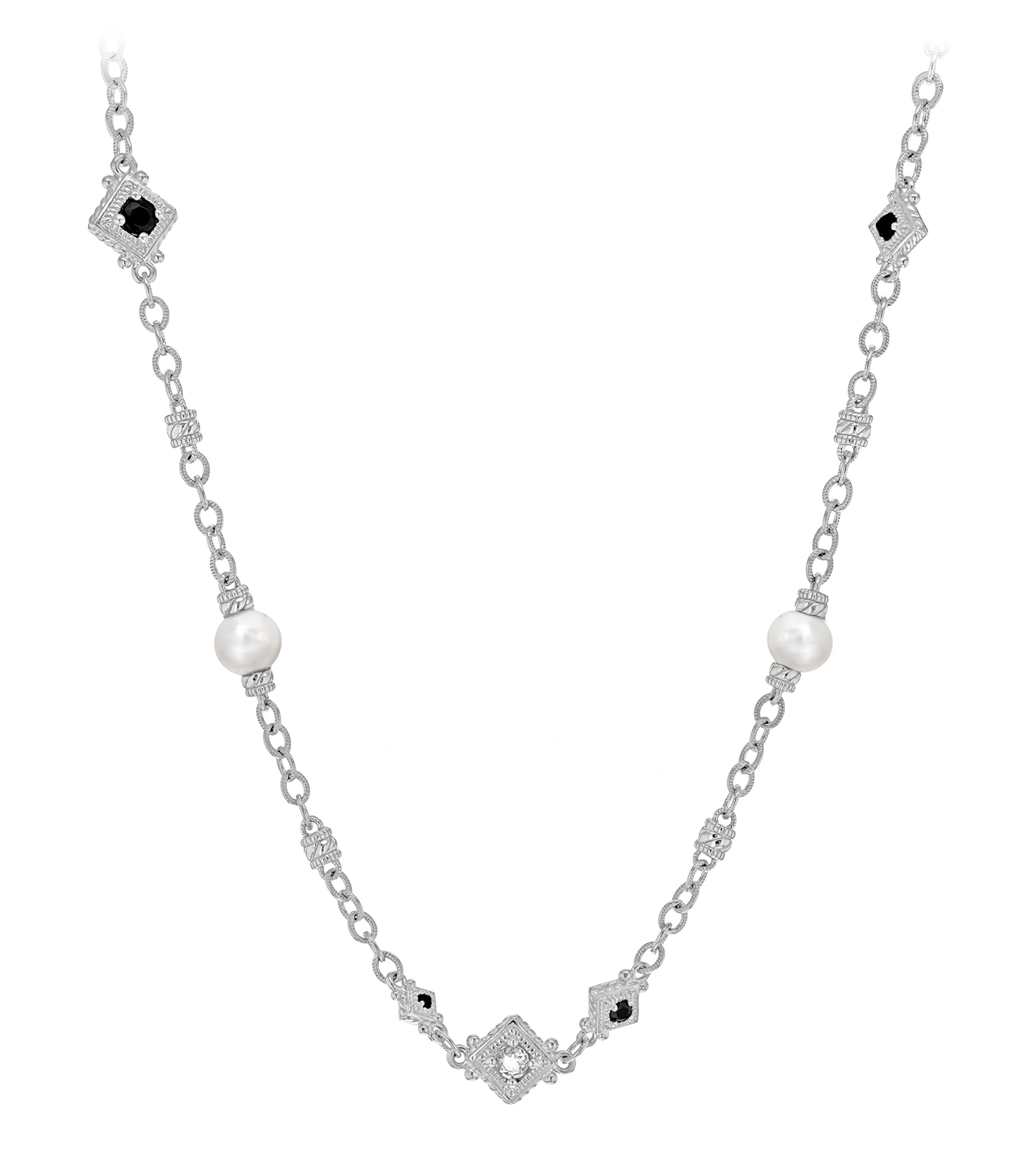 JUDITH RIPKA Women's "Renaissance" 925 Sterling Silver White Fresh Water Pearl Necklace of Length 41.5cm