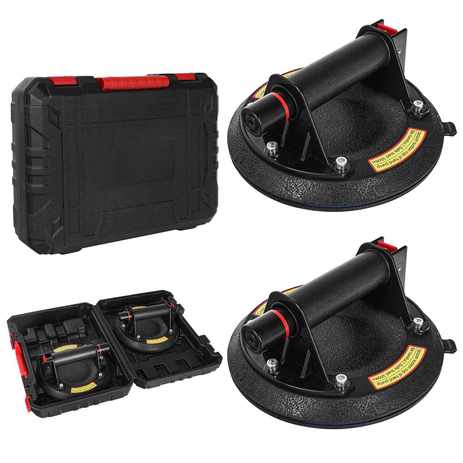 2 Pack Glass Suction Cups, 8inch Glass Suckers Lifters with Carrying Case,Heavy Duty Vacuum Suction Cup,Glass Suction Lifter for Replace Glass/Window/Tile Suction Lifter,Load Capacity 163kg/360lbs