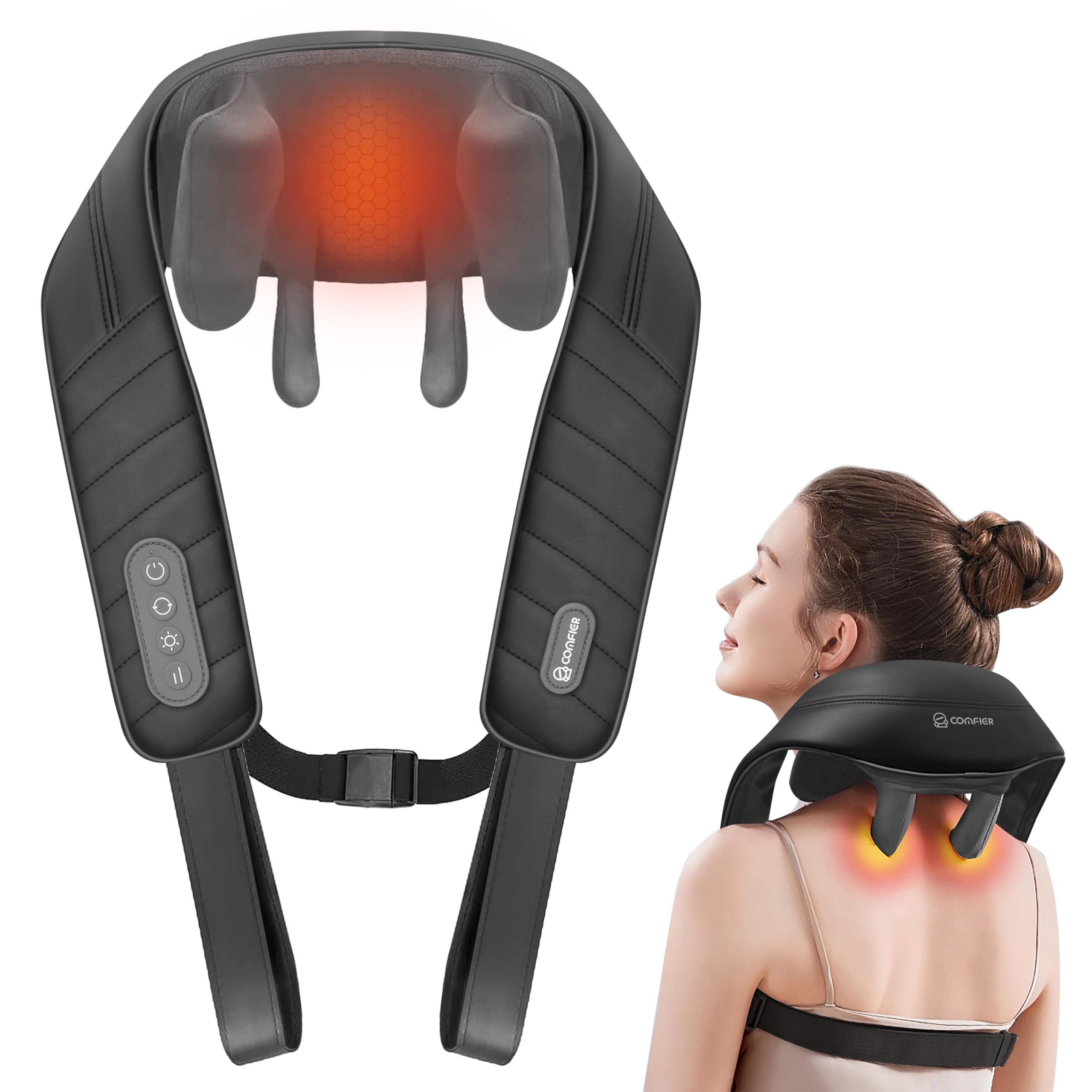 Cordless Neck Massager with Heat, Shiatsu Neck and Shoulder for Pain Relief Deep Tiisue,6D Kneading Massage Pillow,Back Massagers for Pain,Shiatsu Massager, Gifts for Women Men Mom Dad