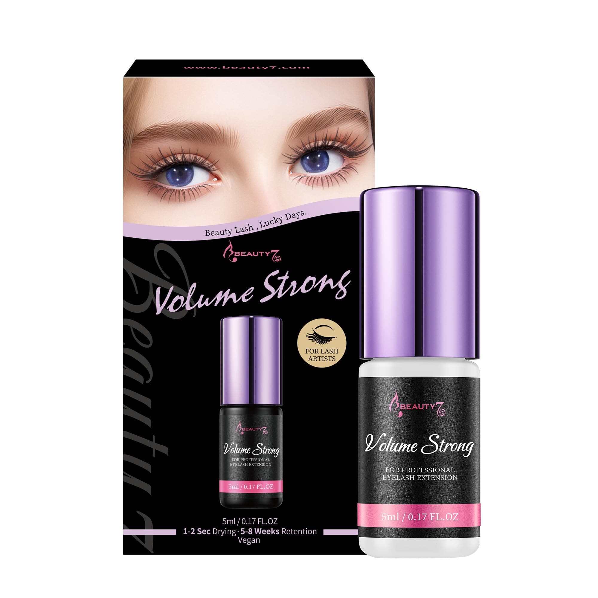 Volume Strong Individual Lash Glue Black 1-2 seconds Fast Drying for Eyelash Extensions 5ml