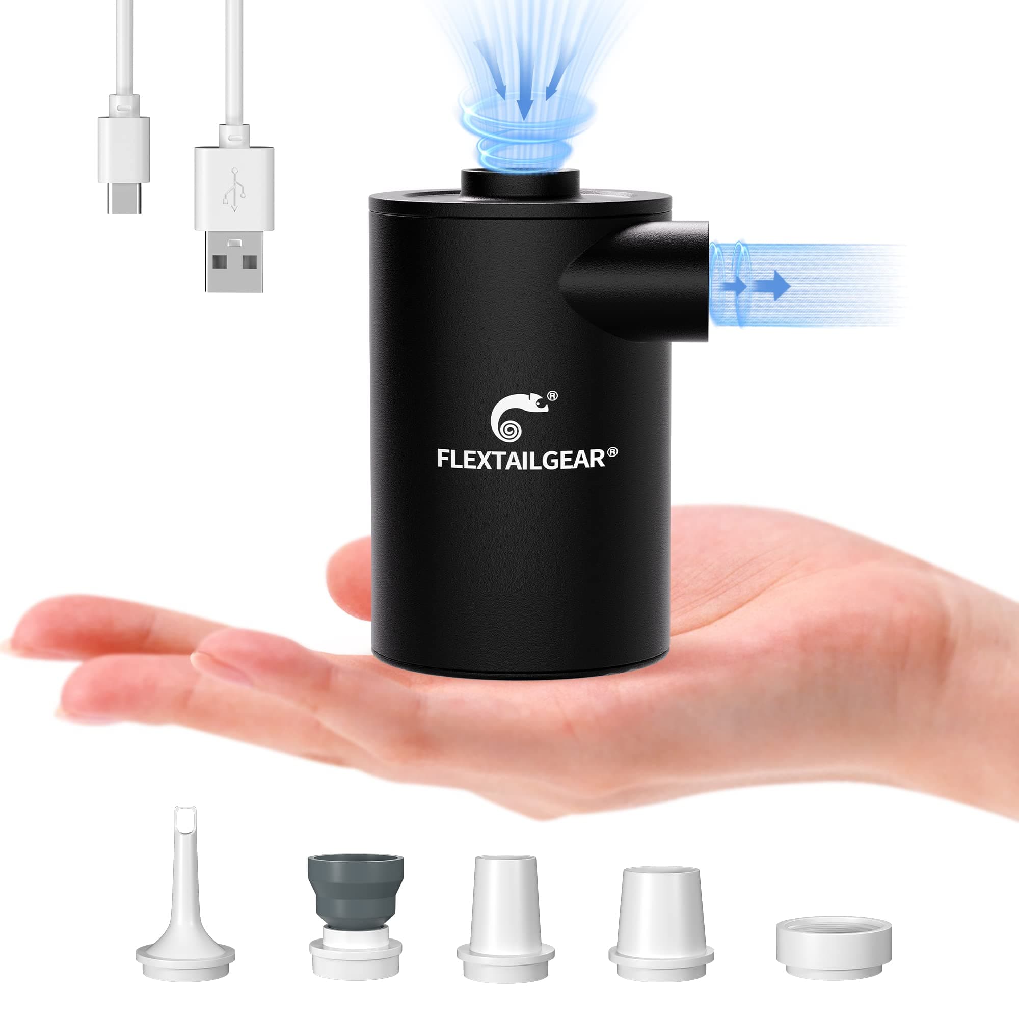 – FLEXTAILGEAR MAX Pump 2020, Portable Electric Air Pump, 3600mAH Battery,Rechargeable, High Flow 300L/min, Fast In/Deflating, Air Mattress, Swimming Ring, Vacuum Storage Bags, Camping & Travel