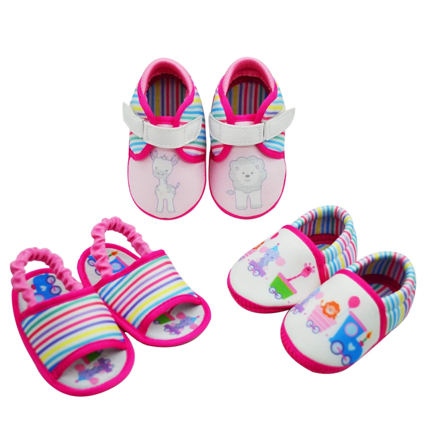 KazarMaxBorn Baby Anti-Skid Soft & Comfortable Booties Pack of 3 (3-6 M)