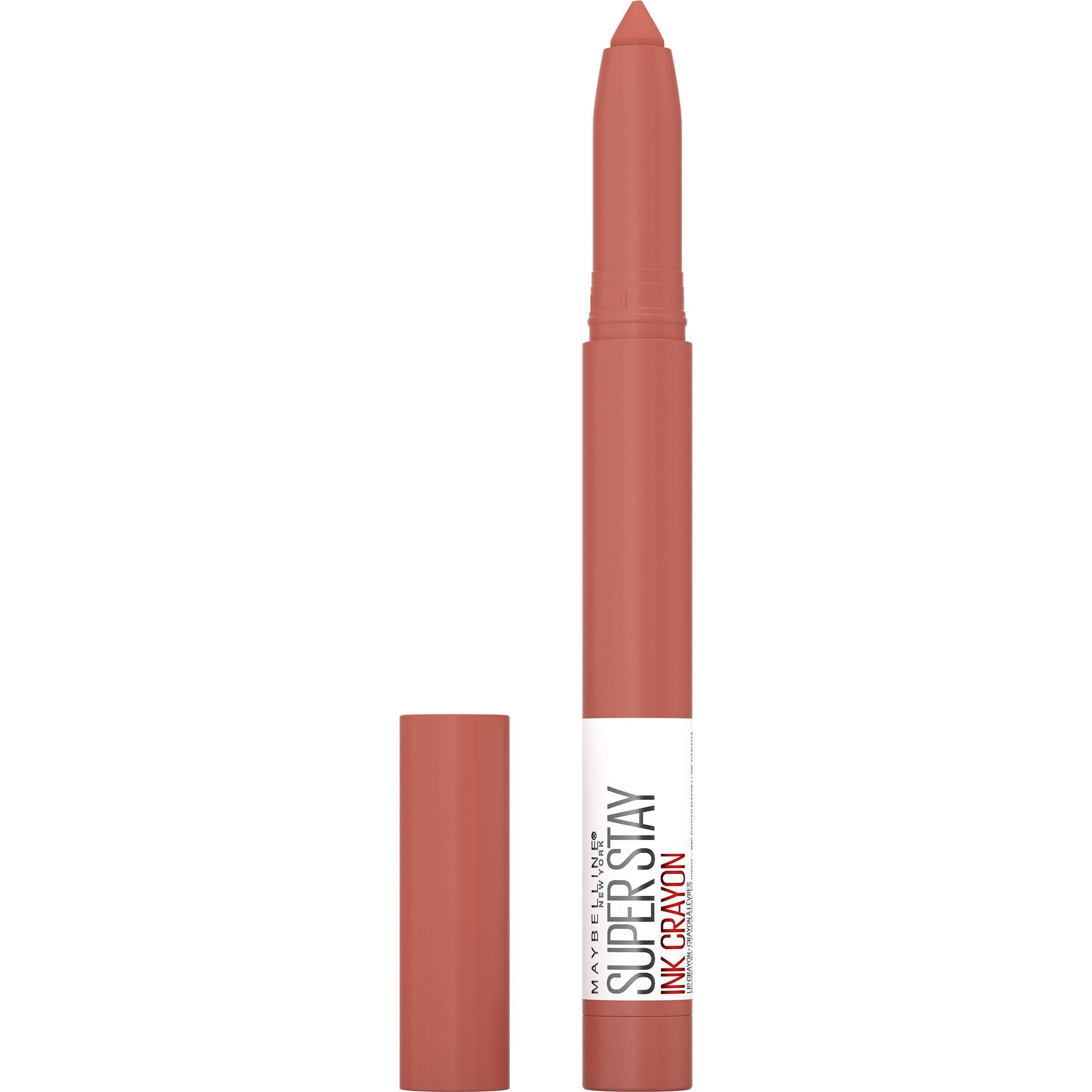 Maybelline New York Super Stay Ink Crayon Lipstick Makeup, Precision Tip Matte Lip Crayon with Built-in Sharpener, Longwear Up To 8Hrs, Reach High, Rosey Mauve, 1 Count