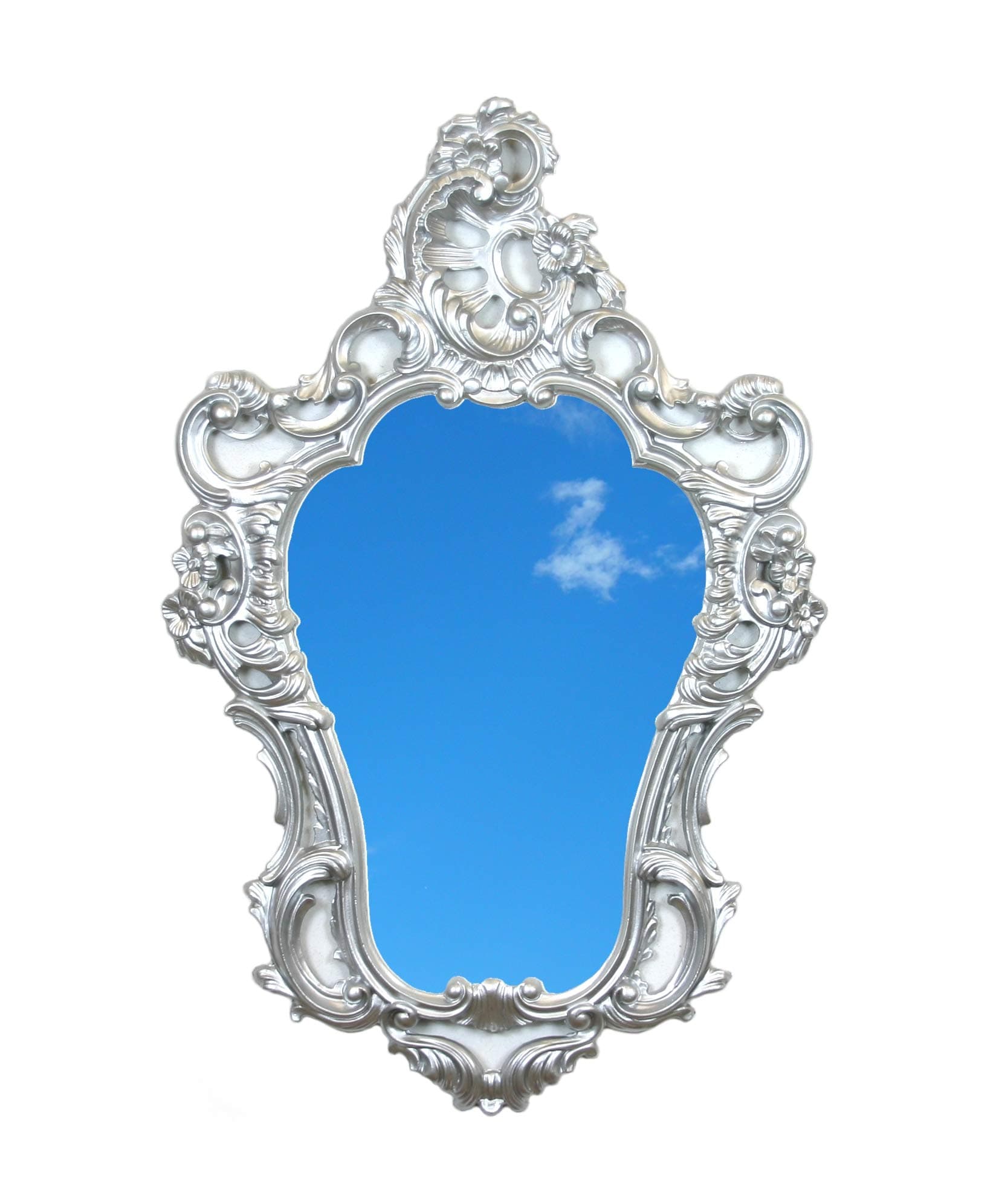 Ideacasa Silver Mirror Silver Baroque Style Louis XVI Fake Vintage Cm 75x49