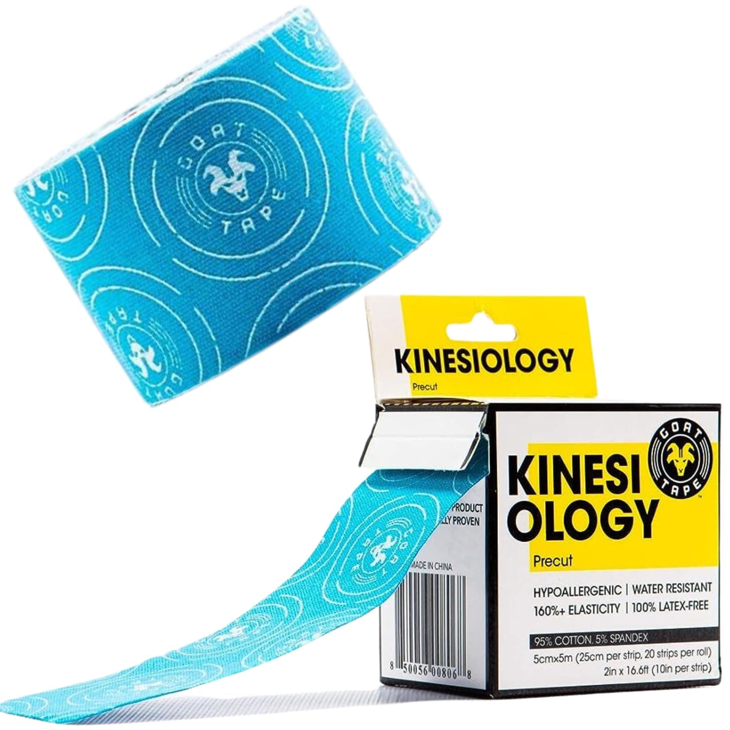 Kinesiology Tape Roll, Athletic Muscle Tape for Full Range of Motion, Skin Mimicking Kinesio Tape, Sports Tape for Pain Relief, 20-Precut Strips, Latex-Free Shoulder Foot & Knee Tape