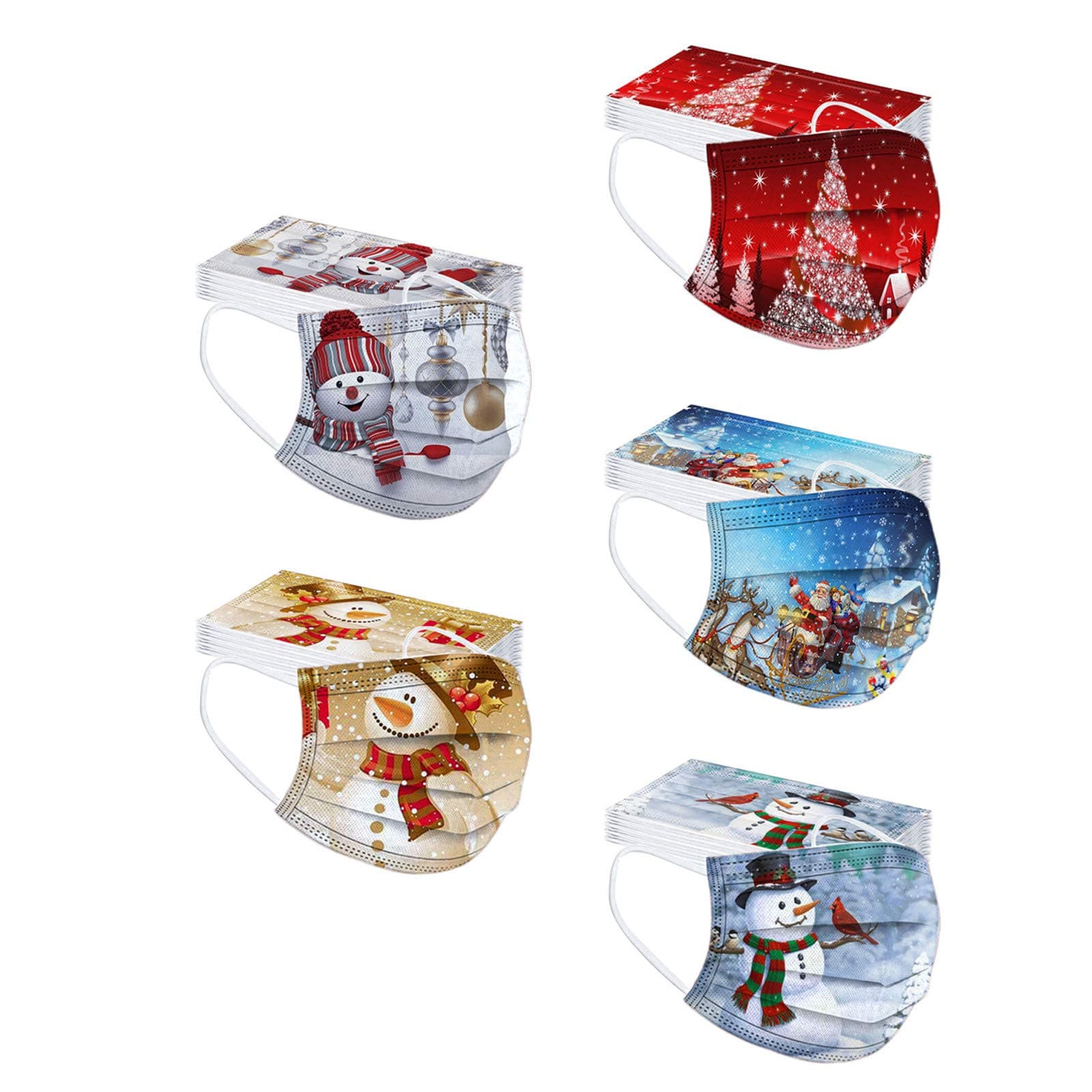 JINFEJINF Christmas 50PC Adult Print Face Mask Disposable Mask Party Mask,Unisex Women Men Face Cover,Mouth Cover (Navy, One Size)