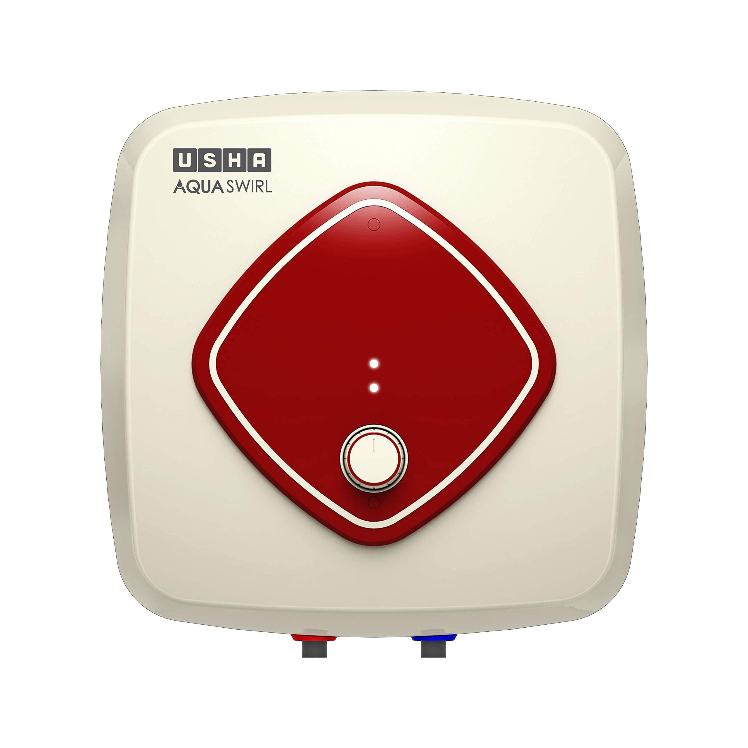 Usha Aqua Swirl 15 Litre 5 Star Storage Water Heater With Copper Heating Element (Ivory Wine), Wall Mounting