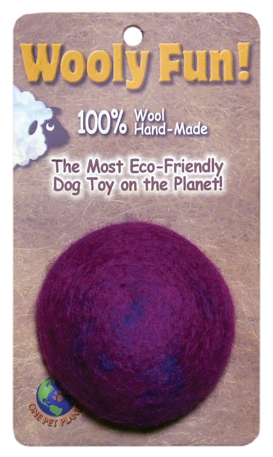 One Pet Planet 86015 3.5-Inch Wooly Fun Ball Dog Toy