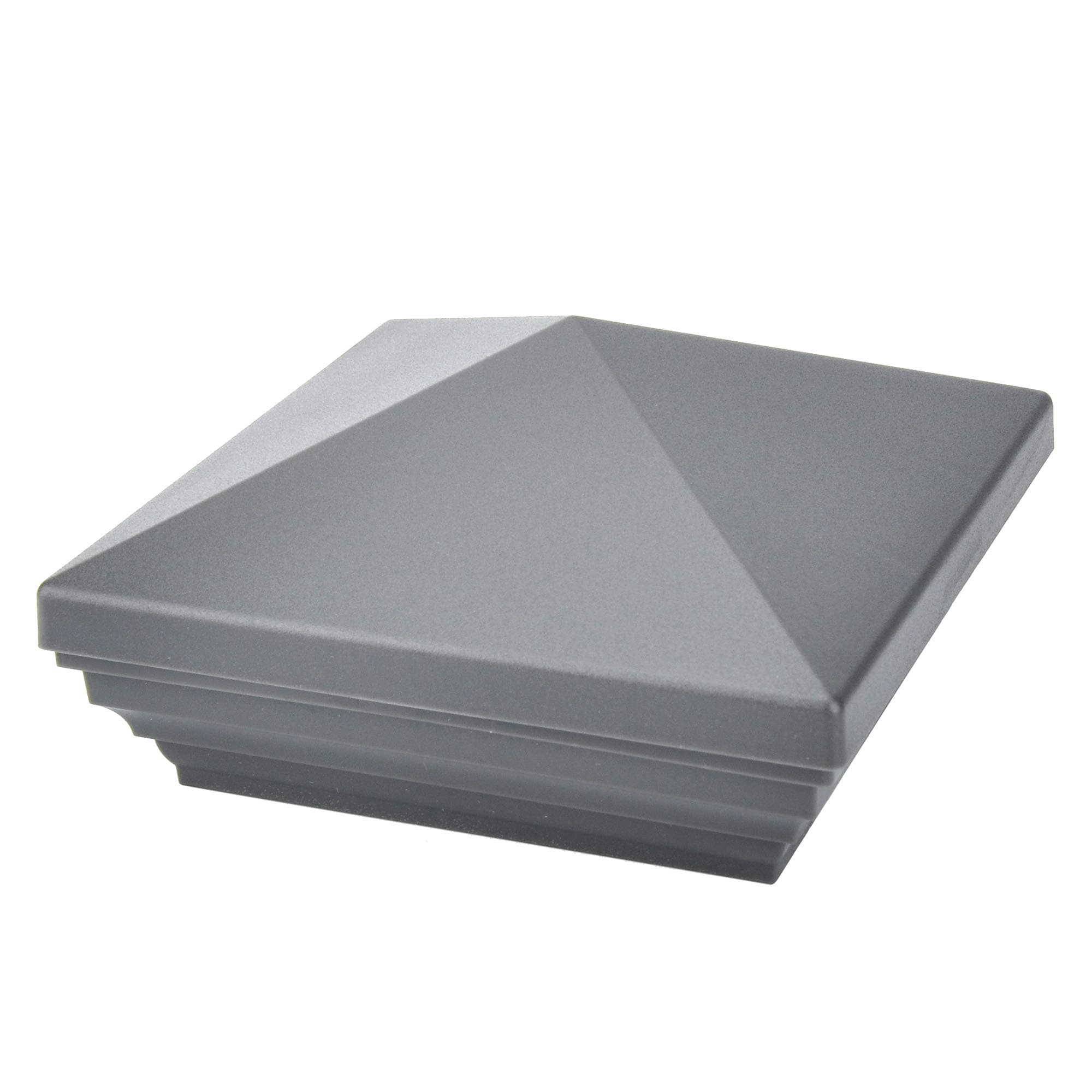 Screw-Free Universal Fence Pyramid Top Cap fits Post 4 x 4 Inches (Actual Post Size 3.5 x 3.5) Porch, Handrail, Railing, Fence (Qty 1, Pewter)