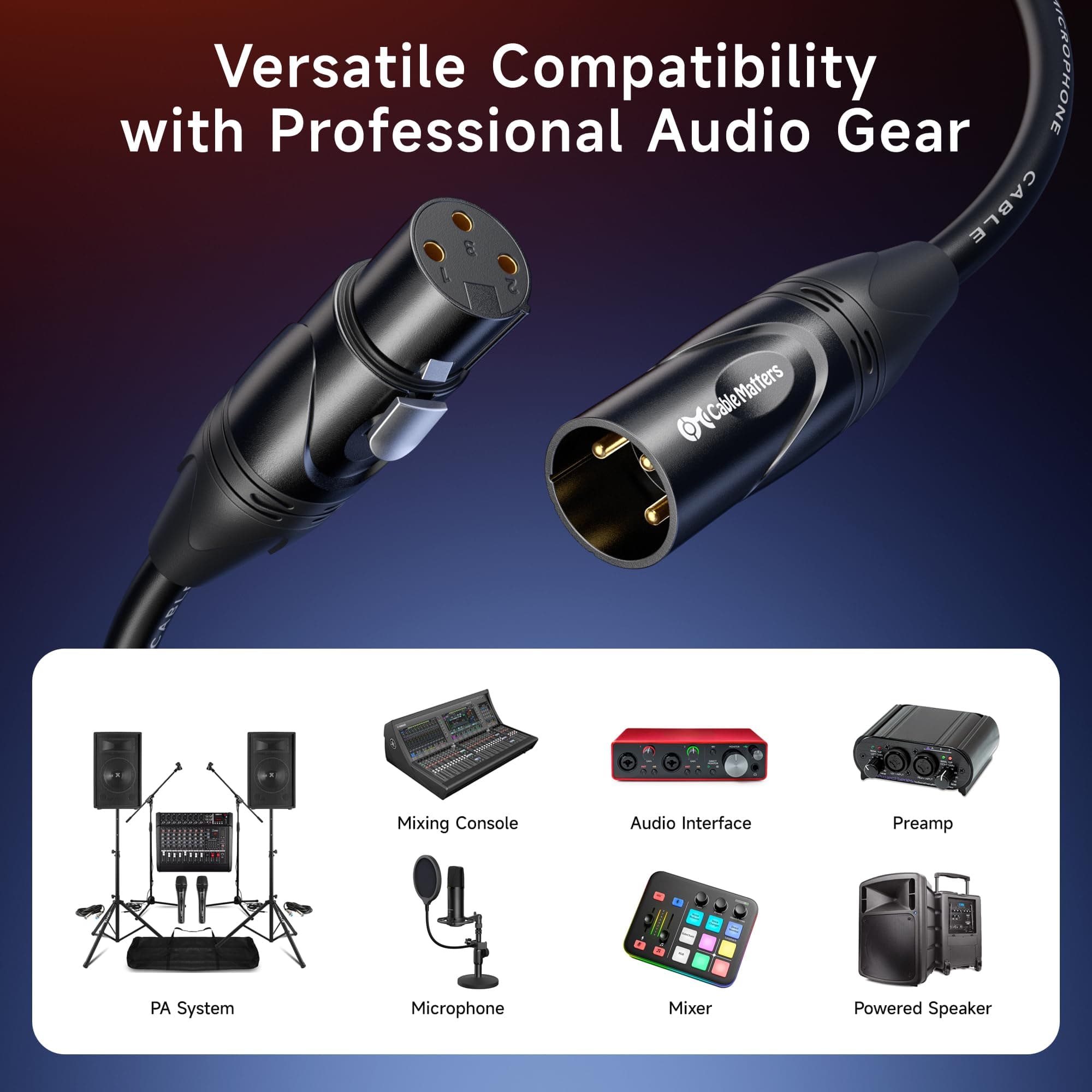 Cable Matters2-Pack, 20 Ft Male to Female XLR Microphone Cable