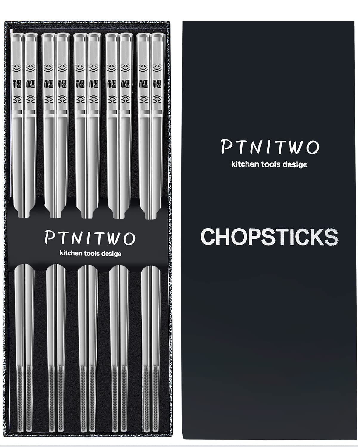 5 Pairs Stainless Steel Chopsticks Reusable Lightweight Metal Chopsticks