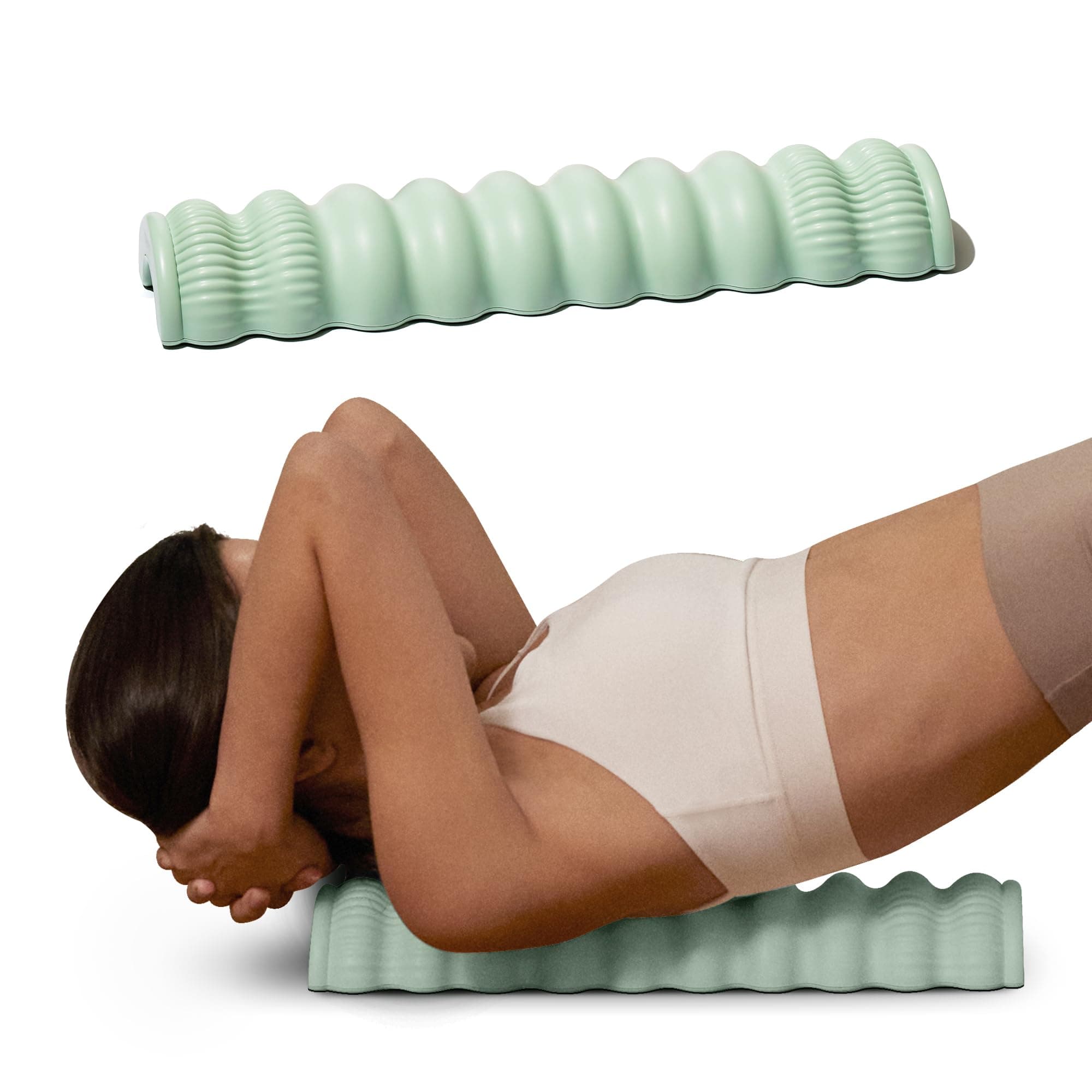 Wave Pillow II - Spine Stretcher Massage Tool, Yoga & Piliates Spine Alignment Corrector for Back Pain Relief, Neck, Shoulder, Lower Back & Hip Massage Device (Soft Mint)