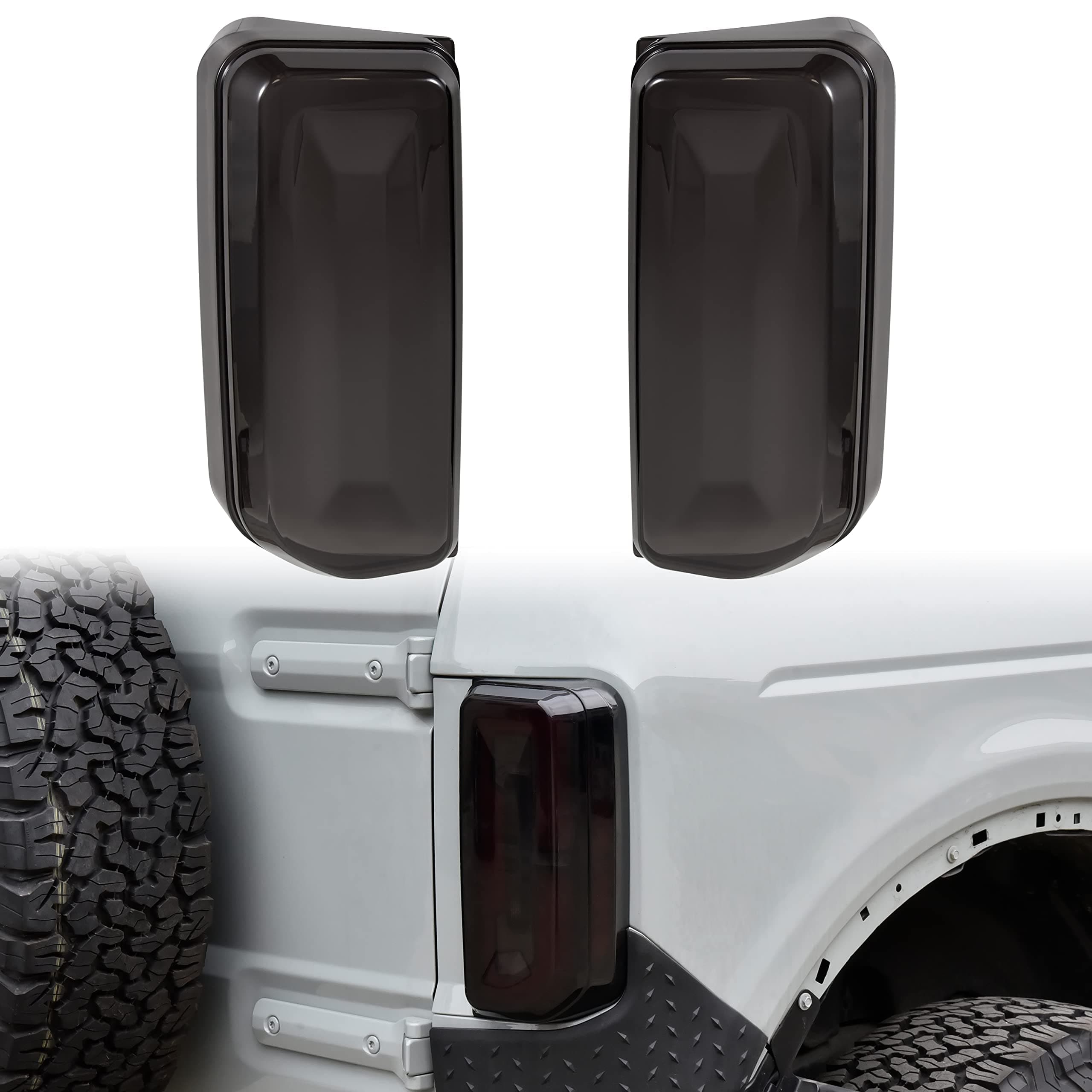 Tail Light Cover for Bronco 21-23, Tail Lamps Covers Taillights Covers Guard Protector Frame for Ford Bronco 2021 2022 2023 2&4 Door Exterior Accessories, Smoked Black - 2PCS
