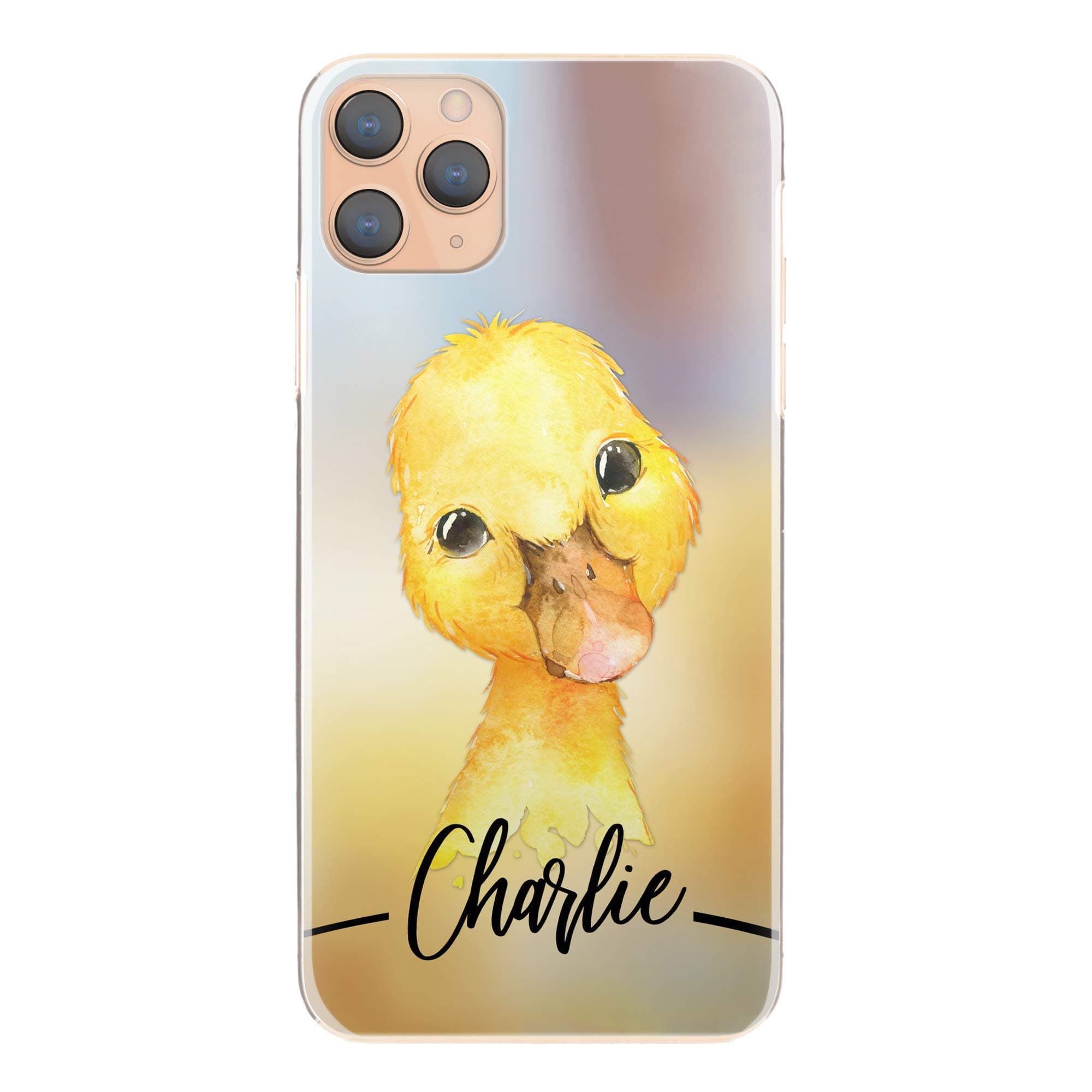 Personalised Phone Case For Sony Xperia XA Ultra (2016), Initials/Name on Yellow Ducking Print Hard Phone Cover