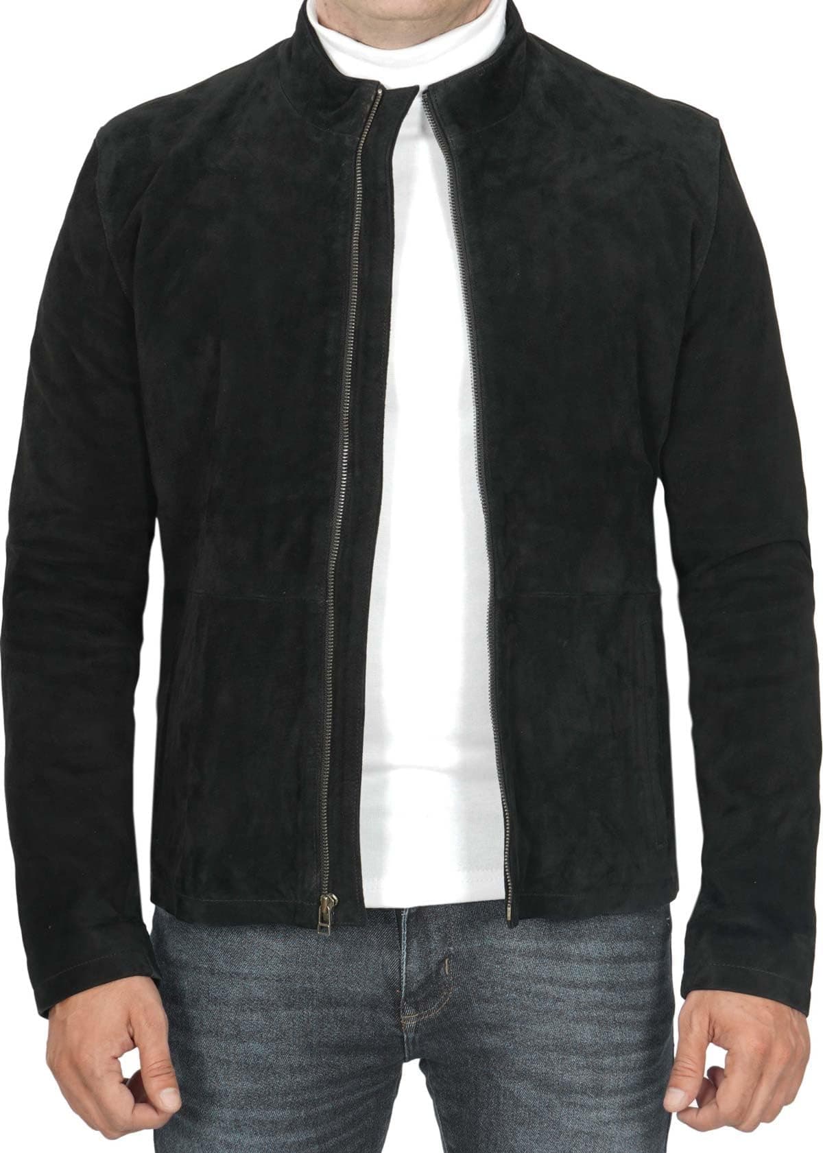 Decrum Suede Leather Jacket Men – Casual Real Lambskin Leather Jacket for Mens