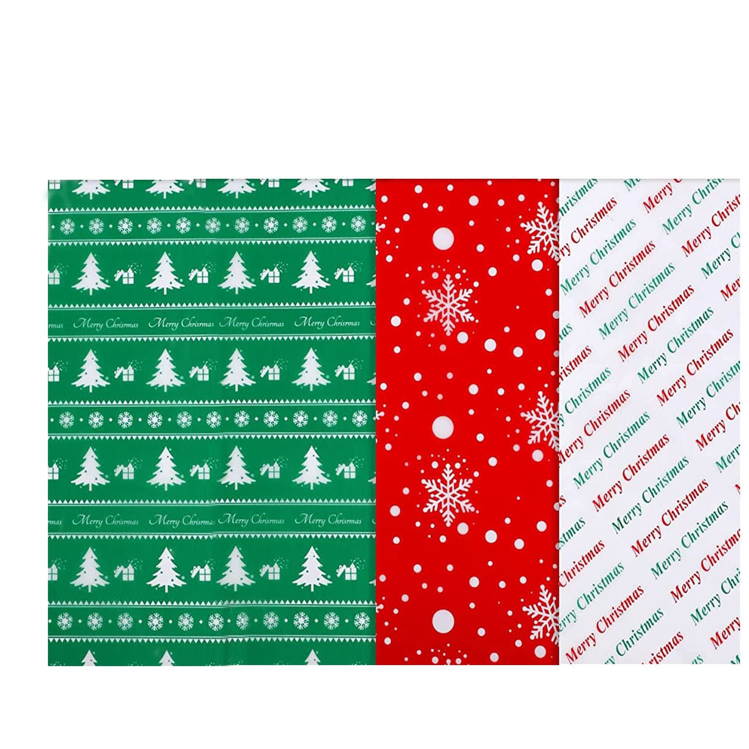 Jwssor Christmas Tissue Paper,30 Sheets Red Green White Tissue Paper,50x35 cm Gift Wrapping Paper for Christmas Party Decoration