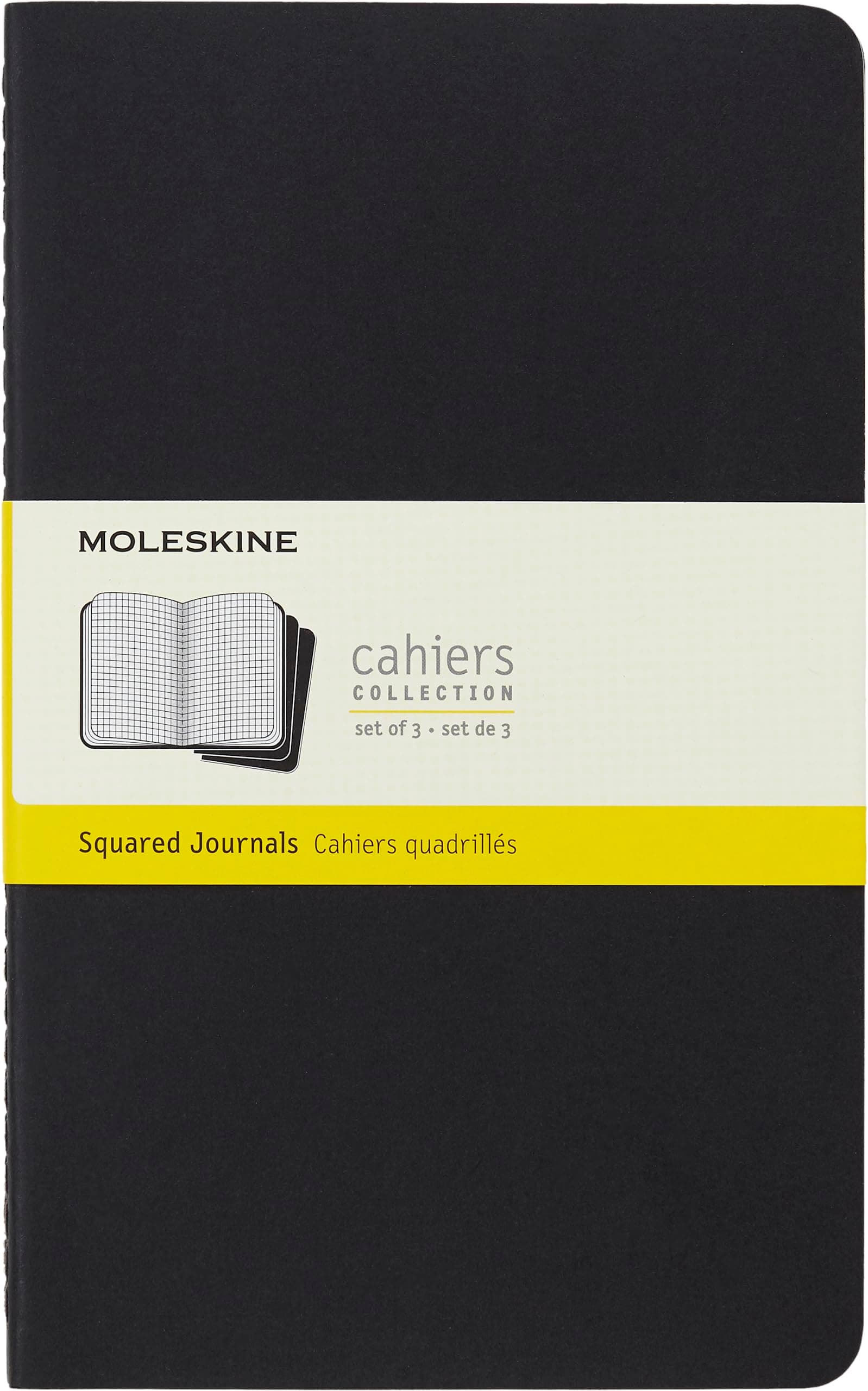Moleskine Cahier Journal, Soft Cover, Large (5" x 8.25") Ruled/Lined, Black, 80 Pages (Set of 3)