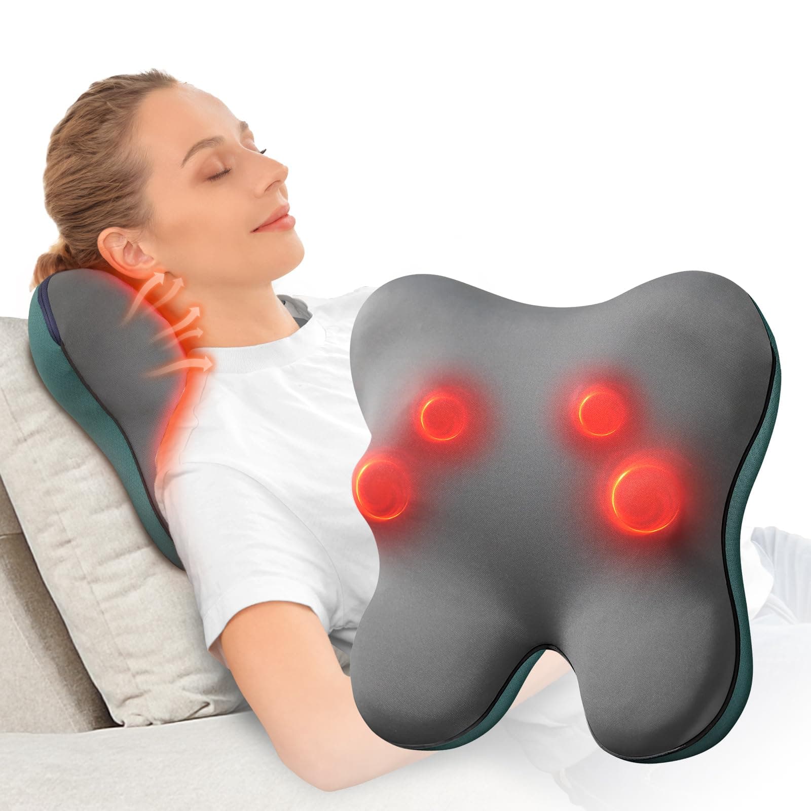 BOB AND BRAD Back Massager with Heat, EZBack Corded Neck Massager for Pain Relief, Deep Tissue Kneading Electric Massage Pillow for Shoulder, Back, Legs, Ideal Christmas Gifts for Men Women