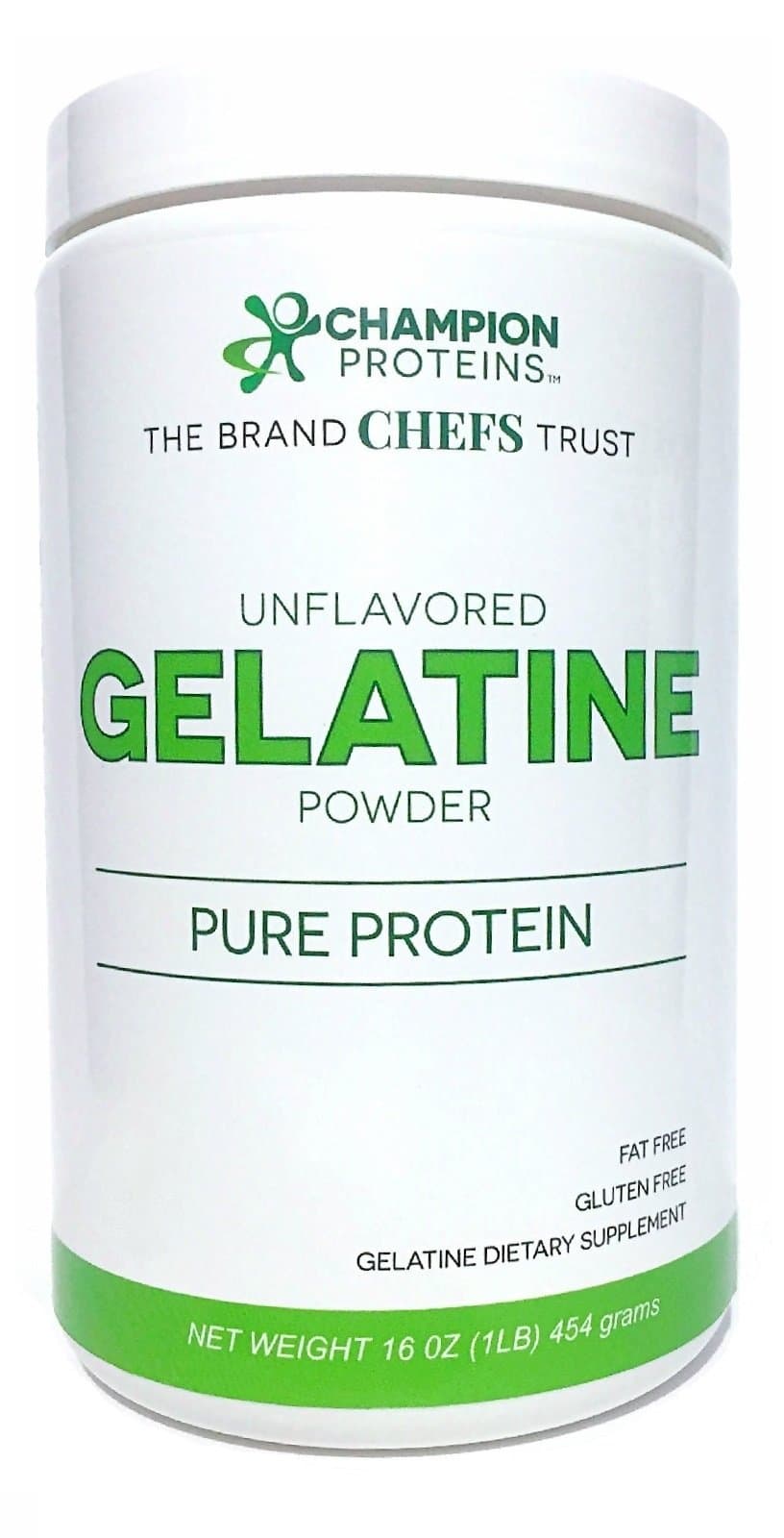 Unflavored Gelatin Powder, Gelatine Collagen Protein, Keto & Paleo Friendly, Gluten Free, All Natural, No Preservatives, Non-GMO, Champion Proteins Gelatine is PROUDLY MADE IN THE USA, 1/LB (16 oz)