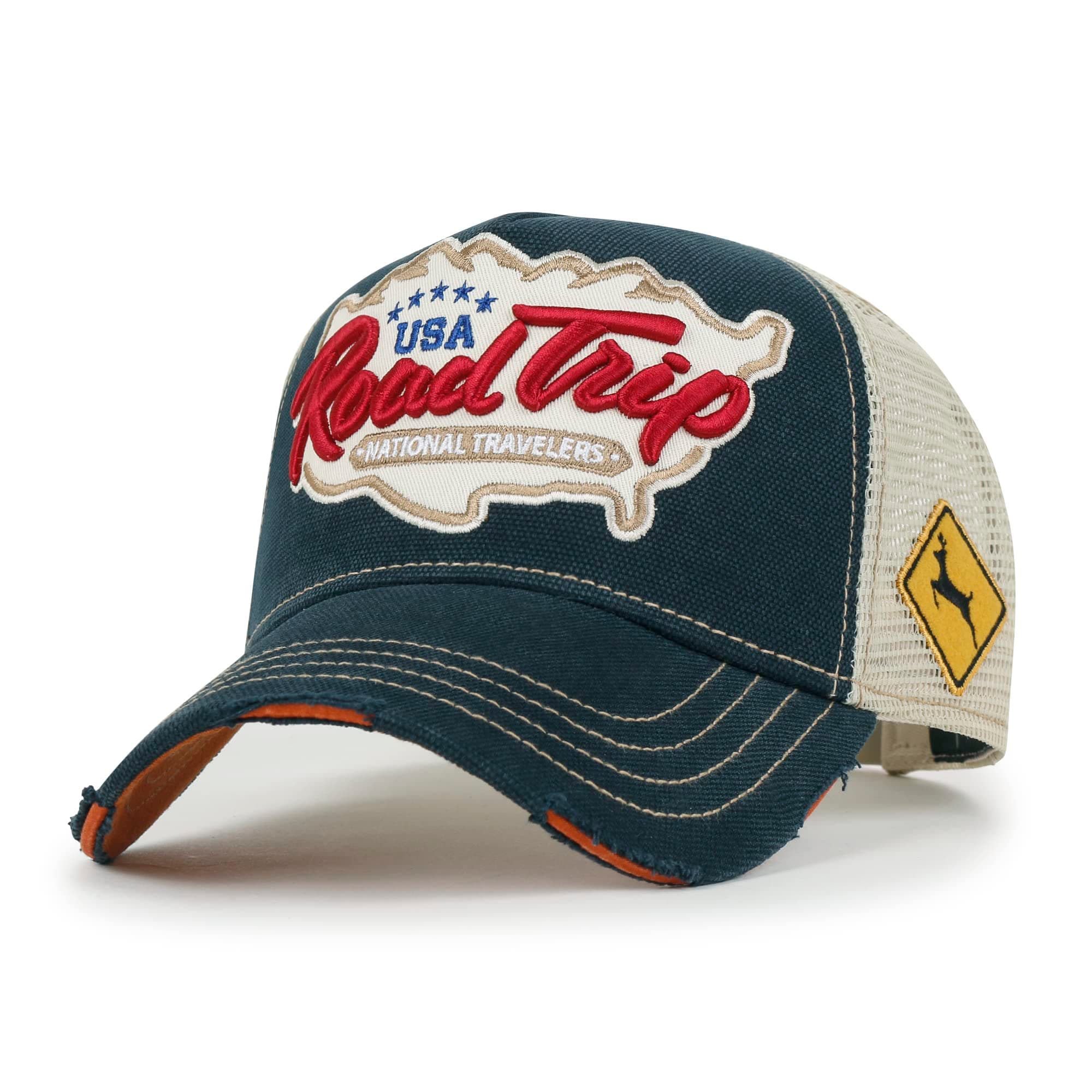 Premium Road Trip Vintage Distressed Snapback Trucker Hat Baseball Cap