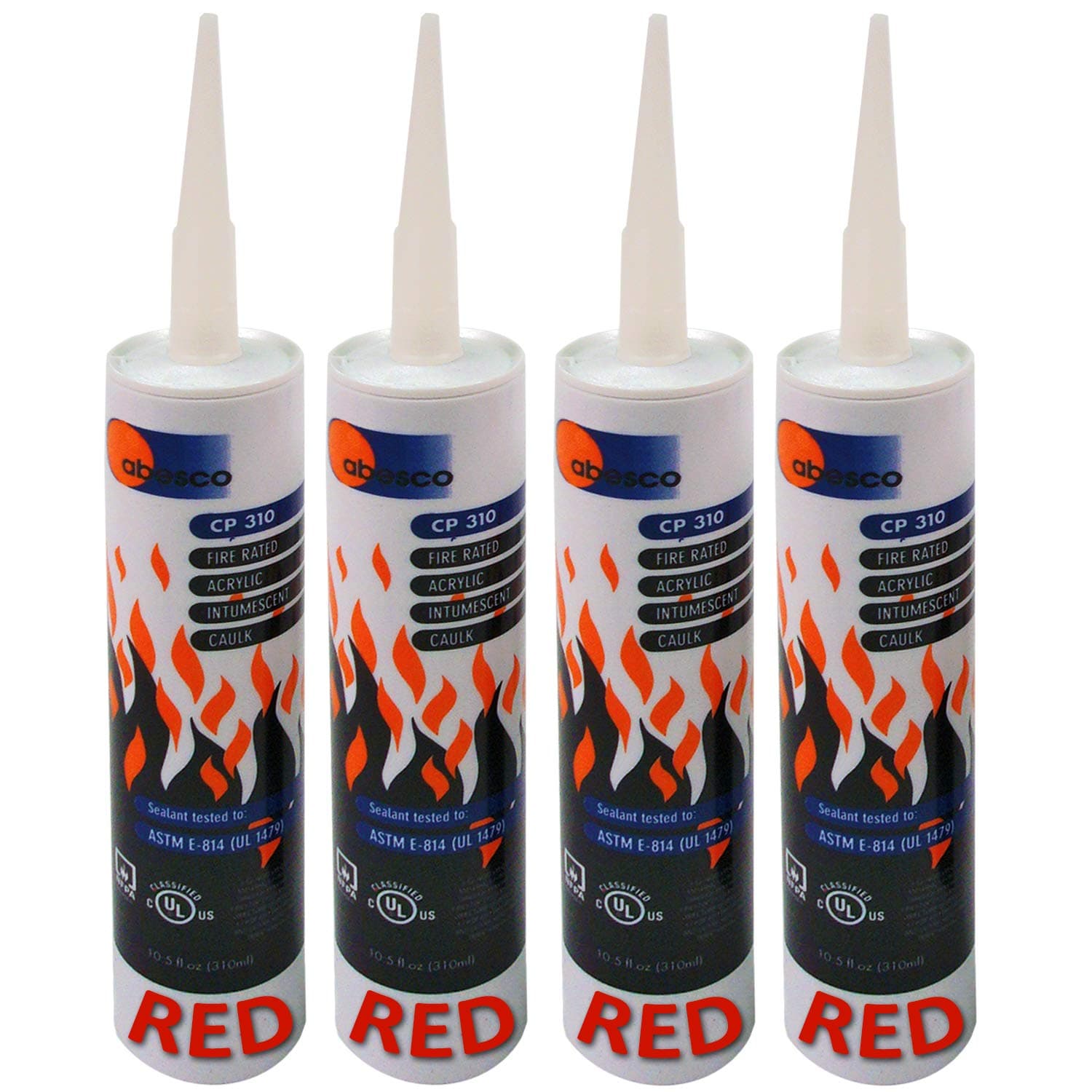 CP310 Fire Rated Acrylic Intumescent Mastic Caulk - 10.5 fl.oz - Red (4 Pack)