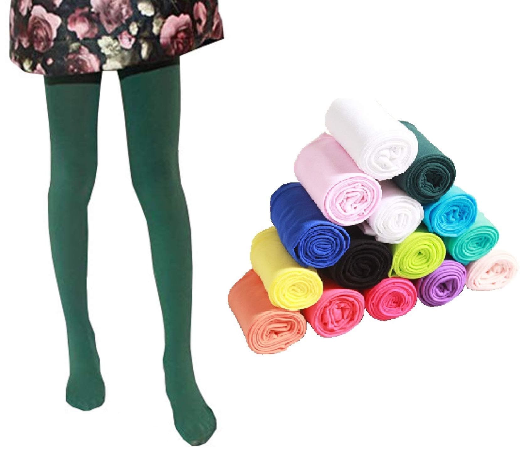 The Dance BibleKid Girls Stretchable Stockings Bright Color Footed Ballet Dance Tights
