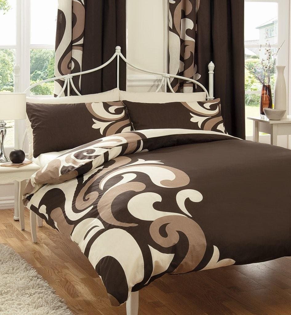 2PC GRANDEUR CHOCOLATE SINGLE SIZE BEDDING BED DUVET COVER QUILT SET WITH PILLOWCASES
