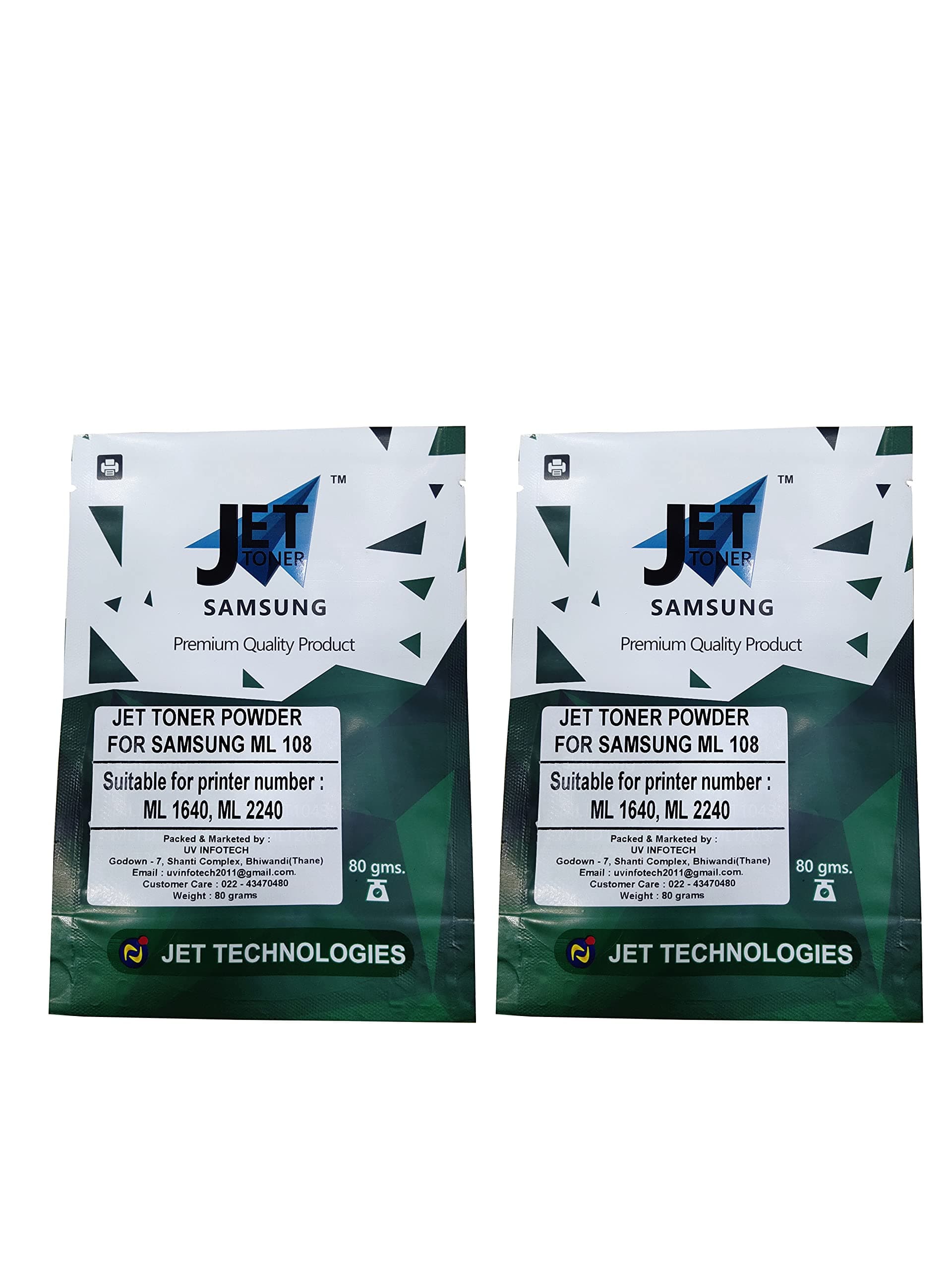 MLT 108 Toner Powder Used in ML 108 Toner Cartridge Compatible for Samsung ML 1640 / ML 2240 Laser Printers Black Ink Toner Powder (Pack of 2)