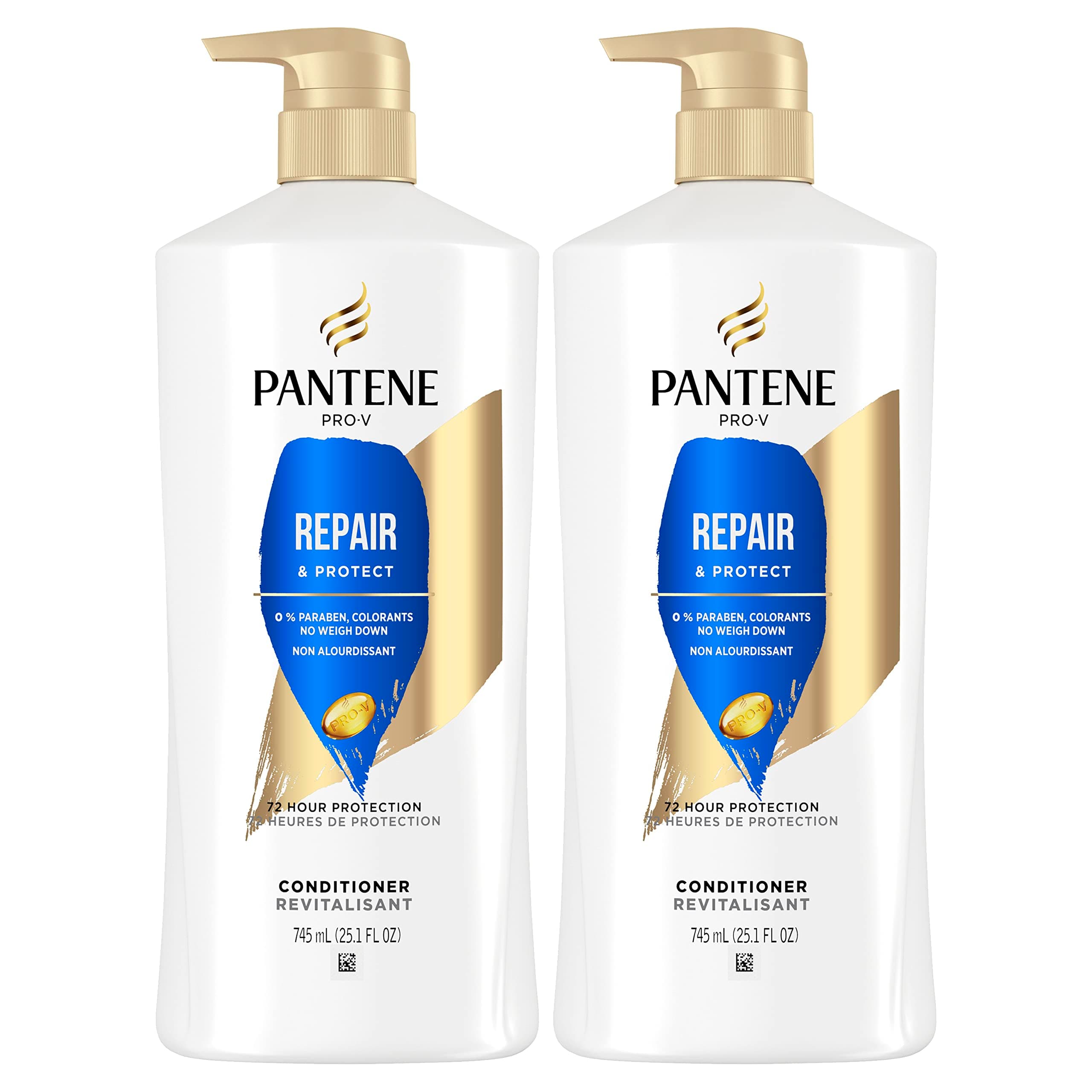 Pro-V Repair & Protect Conditioner Twin Pack (25.1 Fl Oz) with Intense Rescue Shot Treatment (0.5 Oz) for Dry Hair
