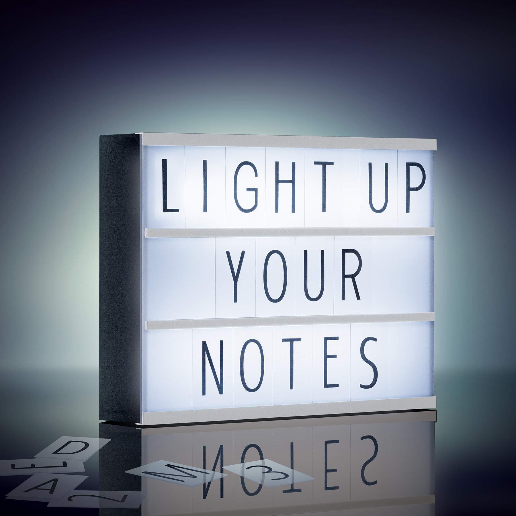 Merkury Innovations Light Up Box LED Message Letter Board Sign with 72 Letters and Symbols , Movie Marquee Lightbox, Aesthetic Bedroom & Room Decor, Theater Cinema Letterbox Lights Display, Black