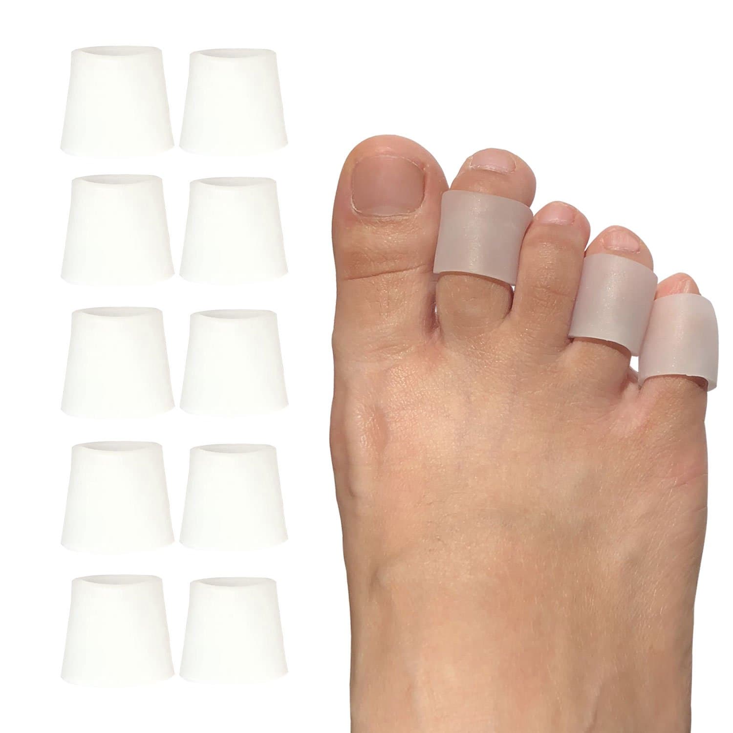 Toe Protectors, Toe Caps & Toe Sleeves for Corns, Calluses, Blisters, Ingrown Toenails & Toe Irritations, Gel Pinky Toe Covers for Men & Women (5 Pairs)