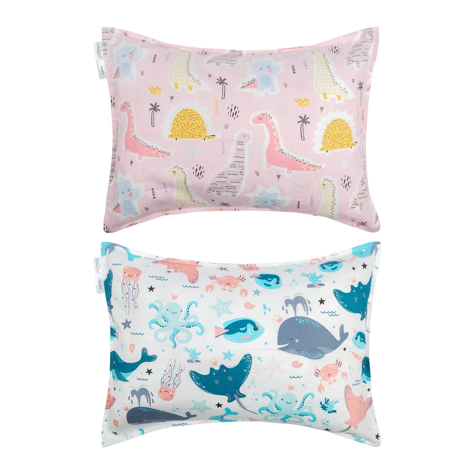 Babygoal 13x18 Toddler Pillowcases Set of 2, Fits Toddler Size Pillow, 100% Woven Cotton, Envelope Closure, Machine Washable Kids Pillow Case 2CFPW13-B