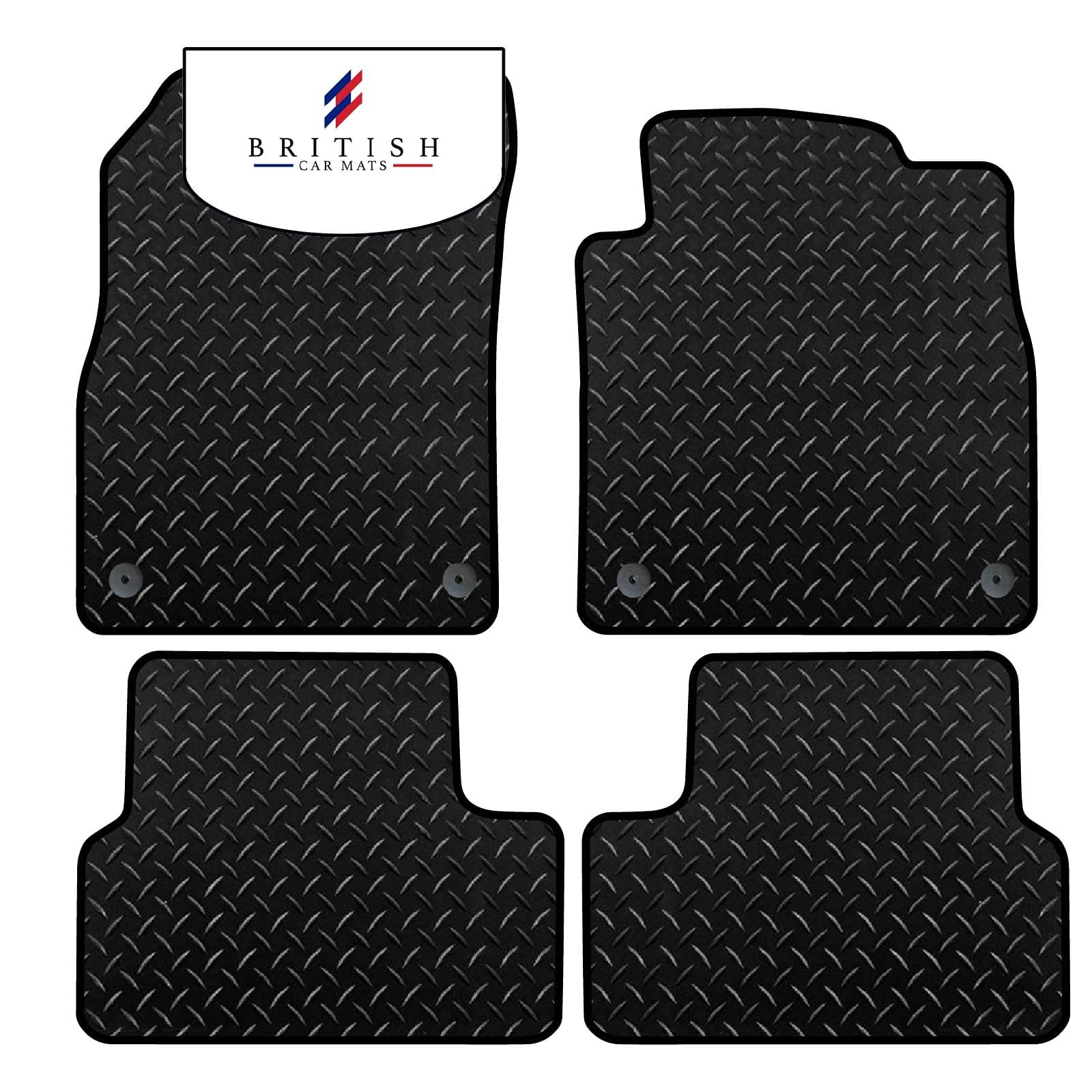 BCM-Tailored Rubber Car Floor Mats Astra J 2010-2015 (325mm clip spacing) - HEAVY DUTY 3mm Rubber Mat - Anti Slip Mat - Waterproof, Non Slip Car Floor Mat, Fitted with Clips - 4 Pc Rubber Floor Mats