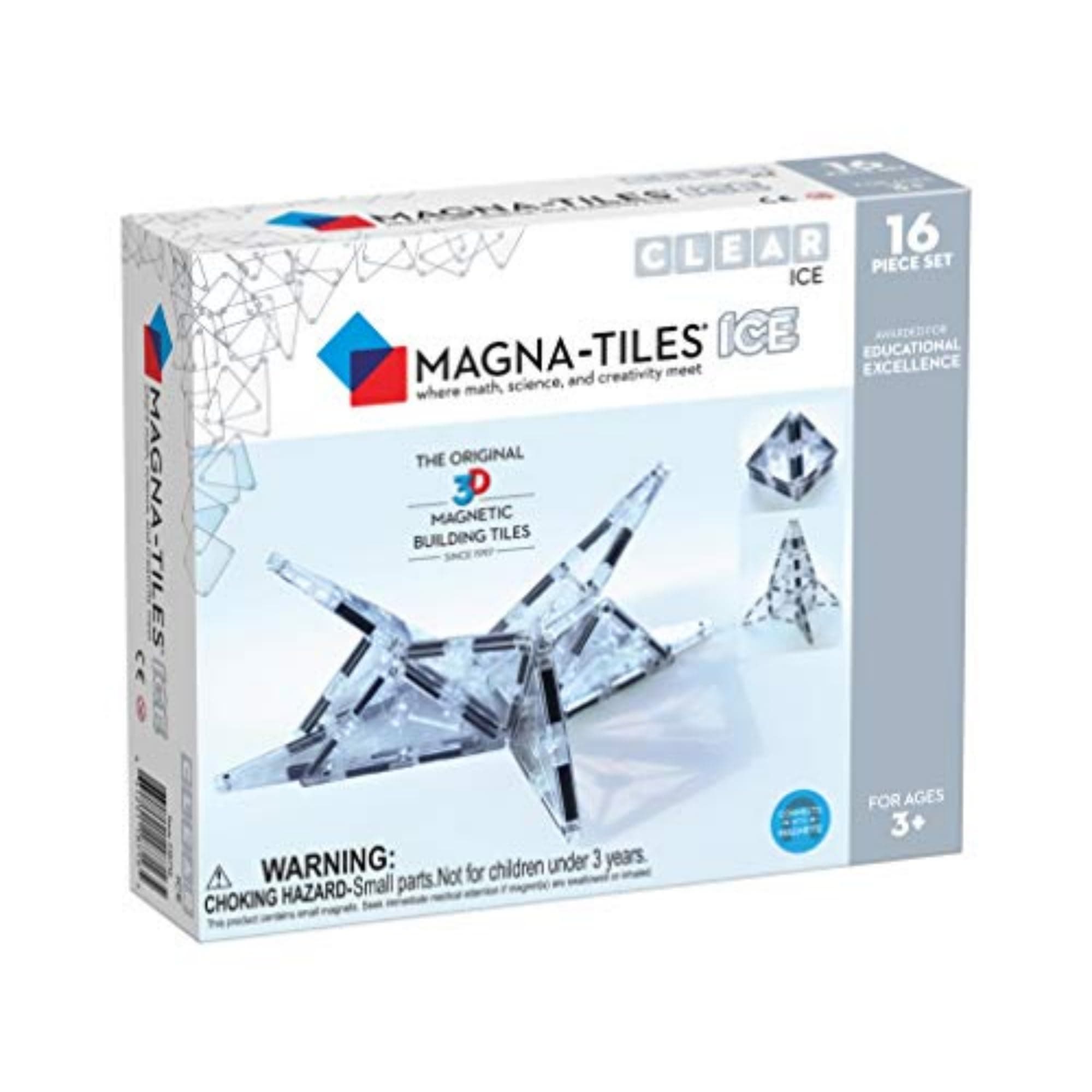 Magna-Tiles16 Piece Ice Set, The Original, Award-Winning Magnetic Building Tiles, Creativity & Educational, Stem Approved, Translucent