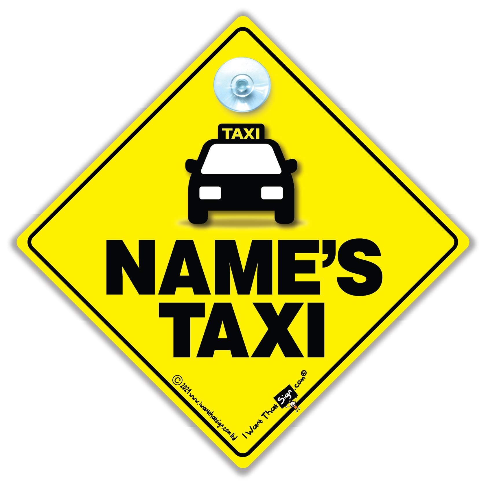 Personalised Custom Taxi Sign with Suction Cup, Baby On Board Style - Add Name