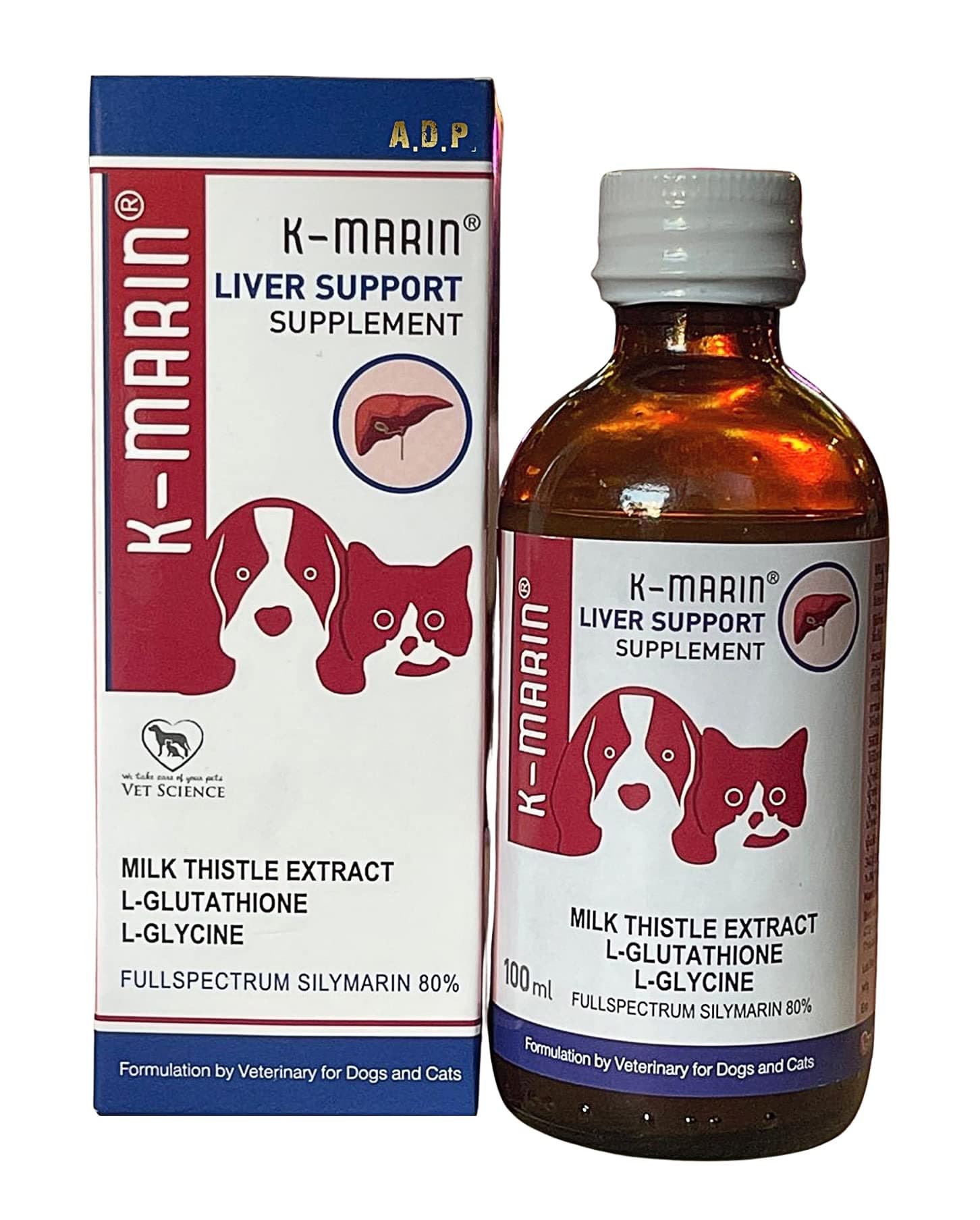 K-MARIN 100 ML. Liquid Tonic Pet Booster Vitamin Cats & Dogs Liver Support Supplement, Best Natural Milk Thistle for All Liver Health, Essentials Liver Defense for Dogs & Cats liver Detox for Dog