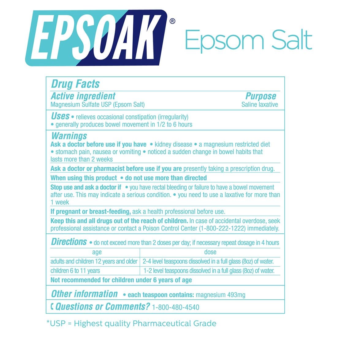 Epsoak Epsom Salt Magnesium Sulfate USP Resealable Bulk Bag (19 Pound Bulk Bag)
