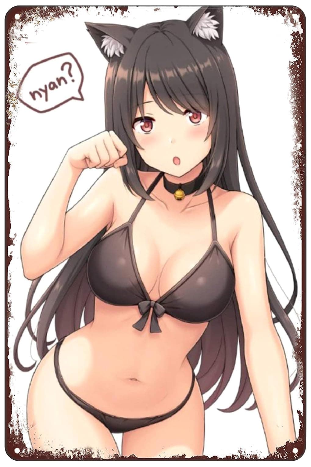 Cute Anime Girl Metal Poster Sexy Bikini Manga Tin Sign Wall Art Decor Plaque for Home Bar Club Bedroom Bathroom Man Cave Otaku 8x12 inch