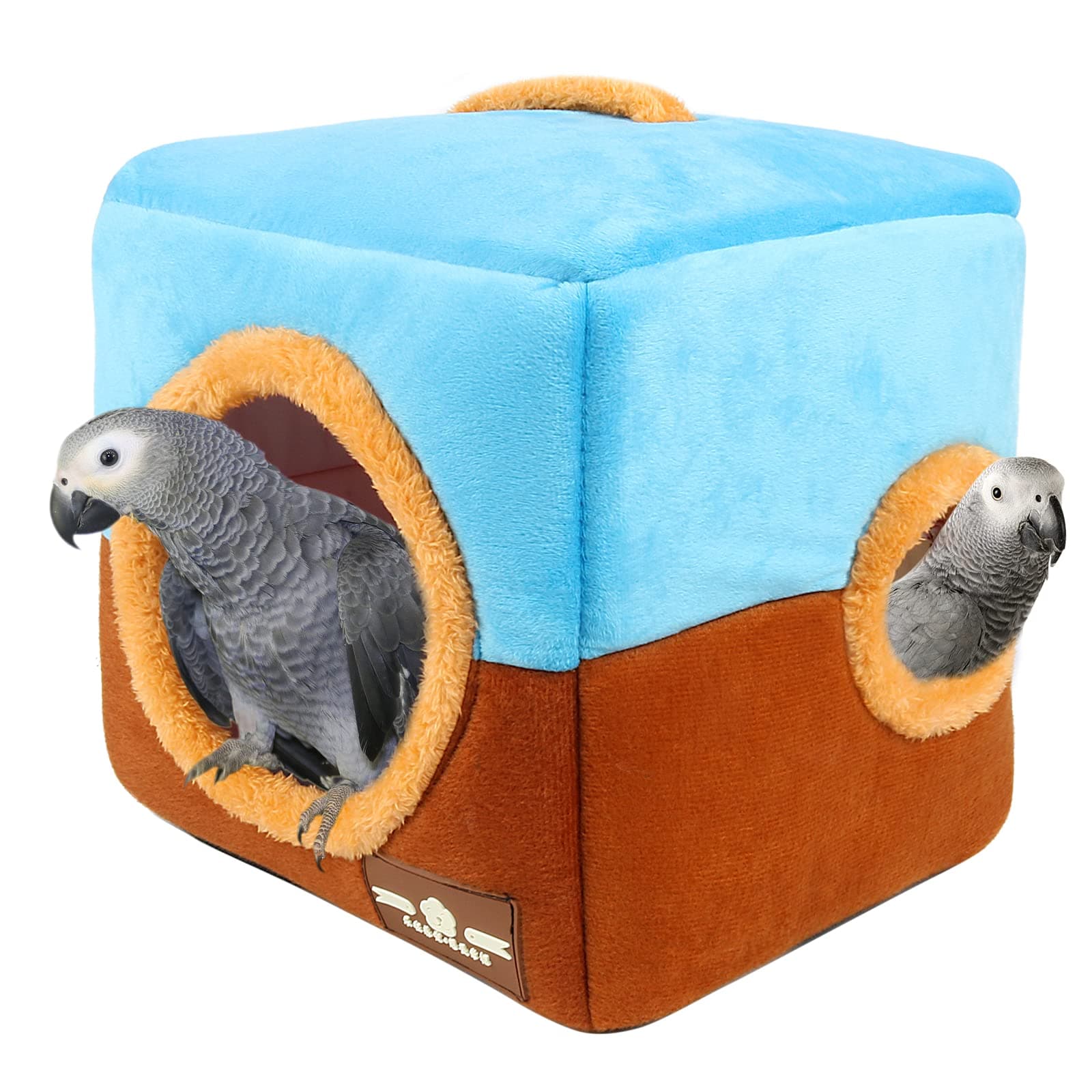 Large Size Parrot Nest House - Winter Warm Bird Snuggle Hut Hanging Birds House Cage Hideaway Cave Bed for Large Birds Amazon Parrots African Grey Cockatoos Macaws