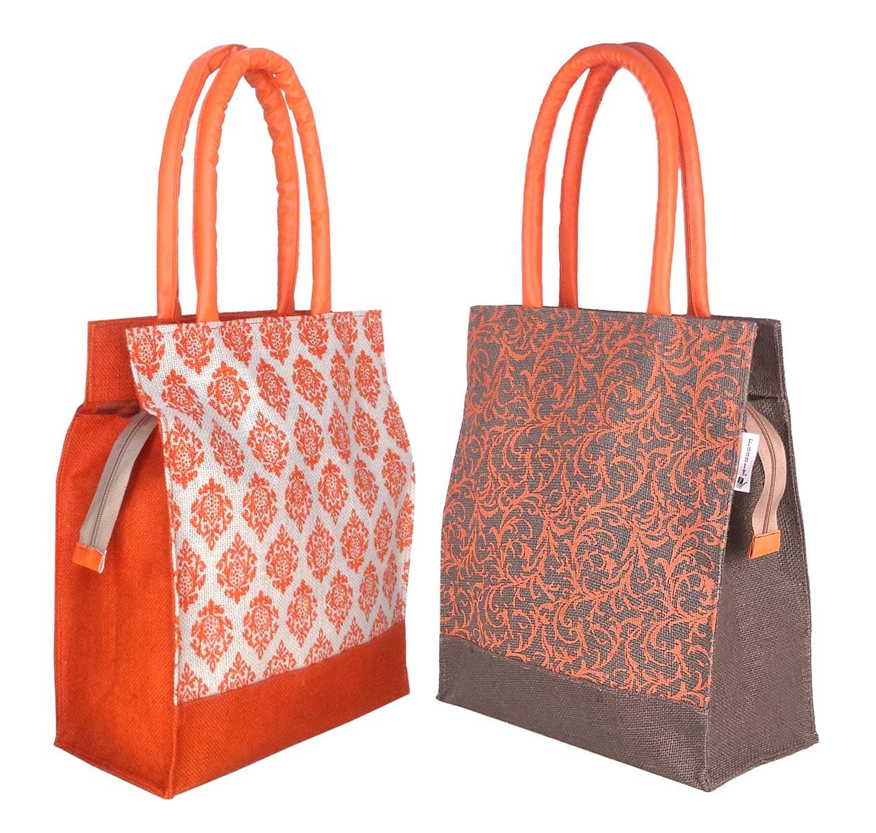 FOONTY Daily use Women Tote/Lunch/Gym Bag(Combo of 2,Multicolor,Fab-28), Orange, L