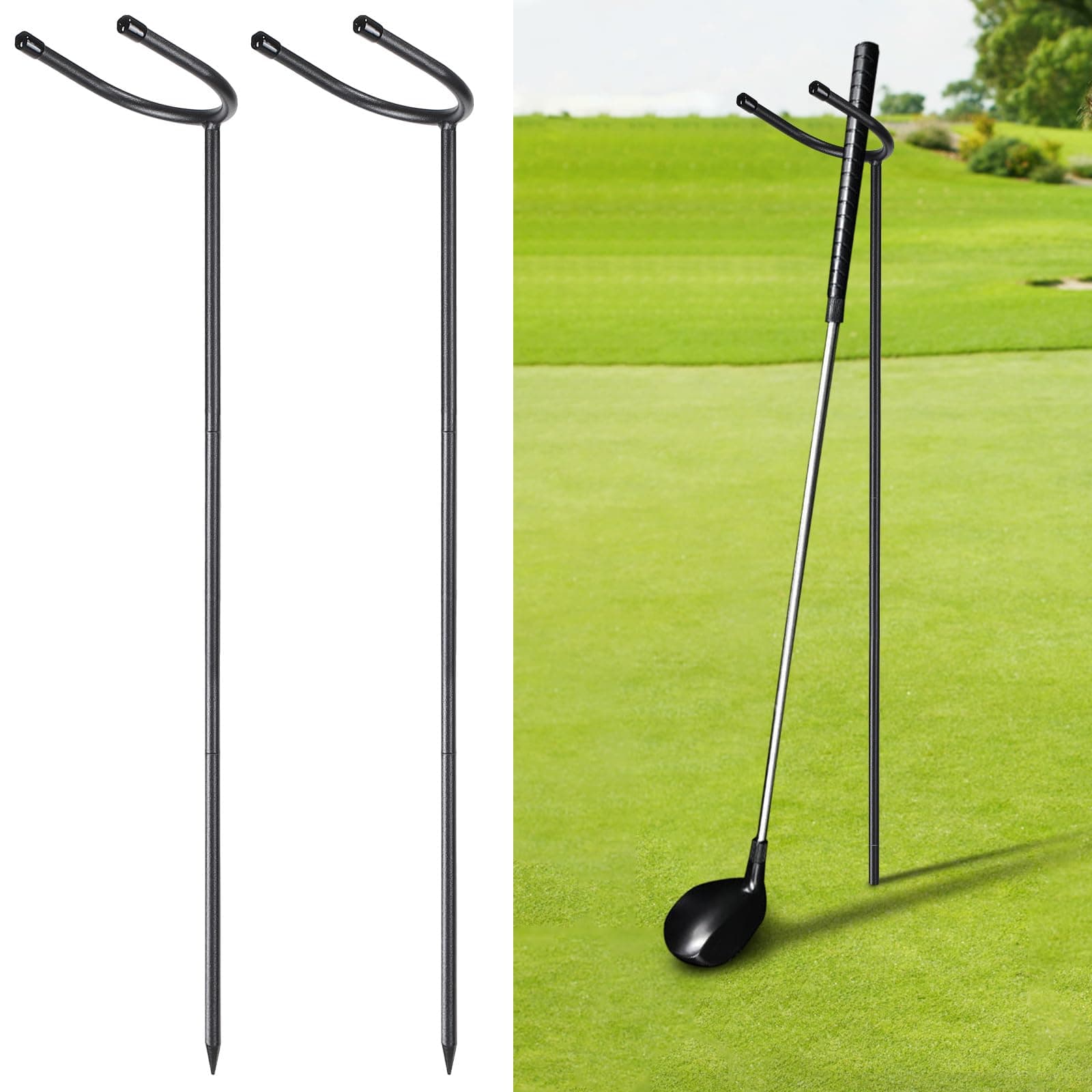 TOBWOLF 2PCS U-Shaped Golf Club Holder, Keeps Your Clubs Clean, Dry & Visible, Detachable Metal Golf Club Stand, Made of Durable Metal, Golf Club Holder Rack, Easy to Carry, Protects Your Clubs Bag