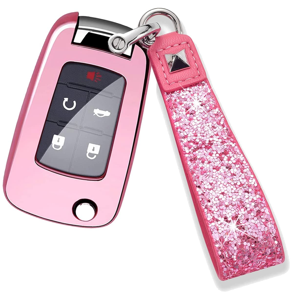 Royalfox(TM) 2 3 4 5 Buttons TPU flip Remote Key Fob case Cover for Chevrolet Camaro Cruze Equinox Malibu SS Sonic Spark Volt Aveo Epica SAIL 3,Buick Lacrosse Encore GL8 Regal Excelle (Bling)