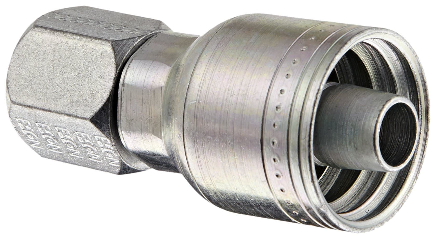 Aeroquip 1AA8FJ8 Carbon Steel Global TTC (Thru the Cover) Crimp Hose Fitting Female JIC Swivel, Straight, 1/2" Hose ID, 3/4" - 16 Thread