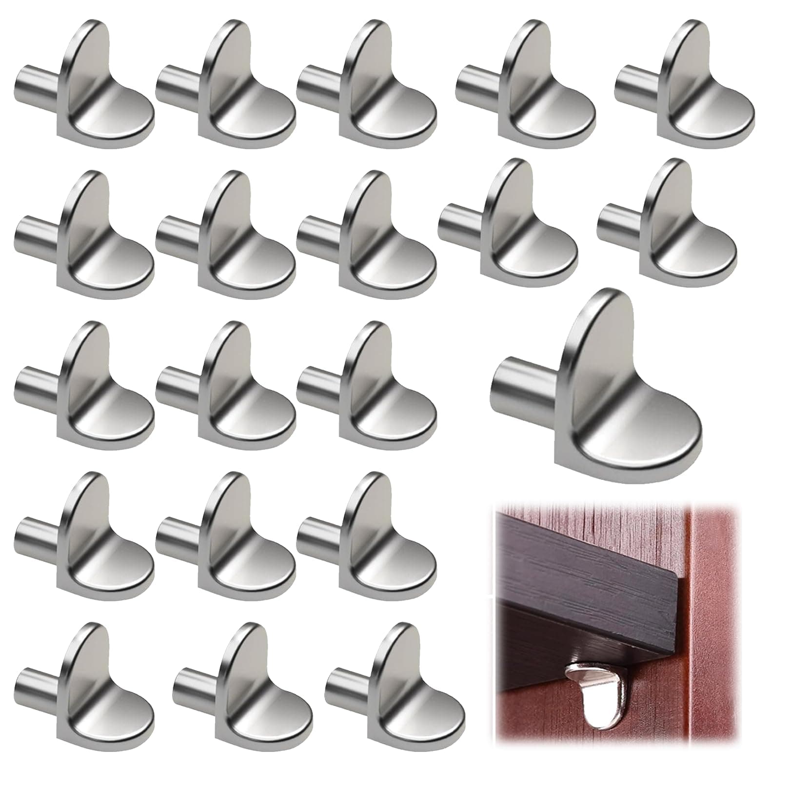 20 Pcs Shelf Support Pegs,Antirust Kitchen Cupboard Shelf Pegs,L Shape Kitchen Cupboard Shelf Supports,Thickened Metal Wardrobe Shelf Pins,for Kitchen Bookcases Closets Cabinets