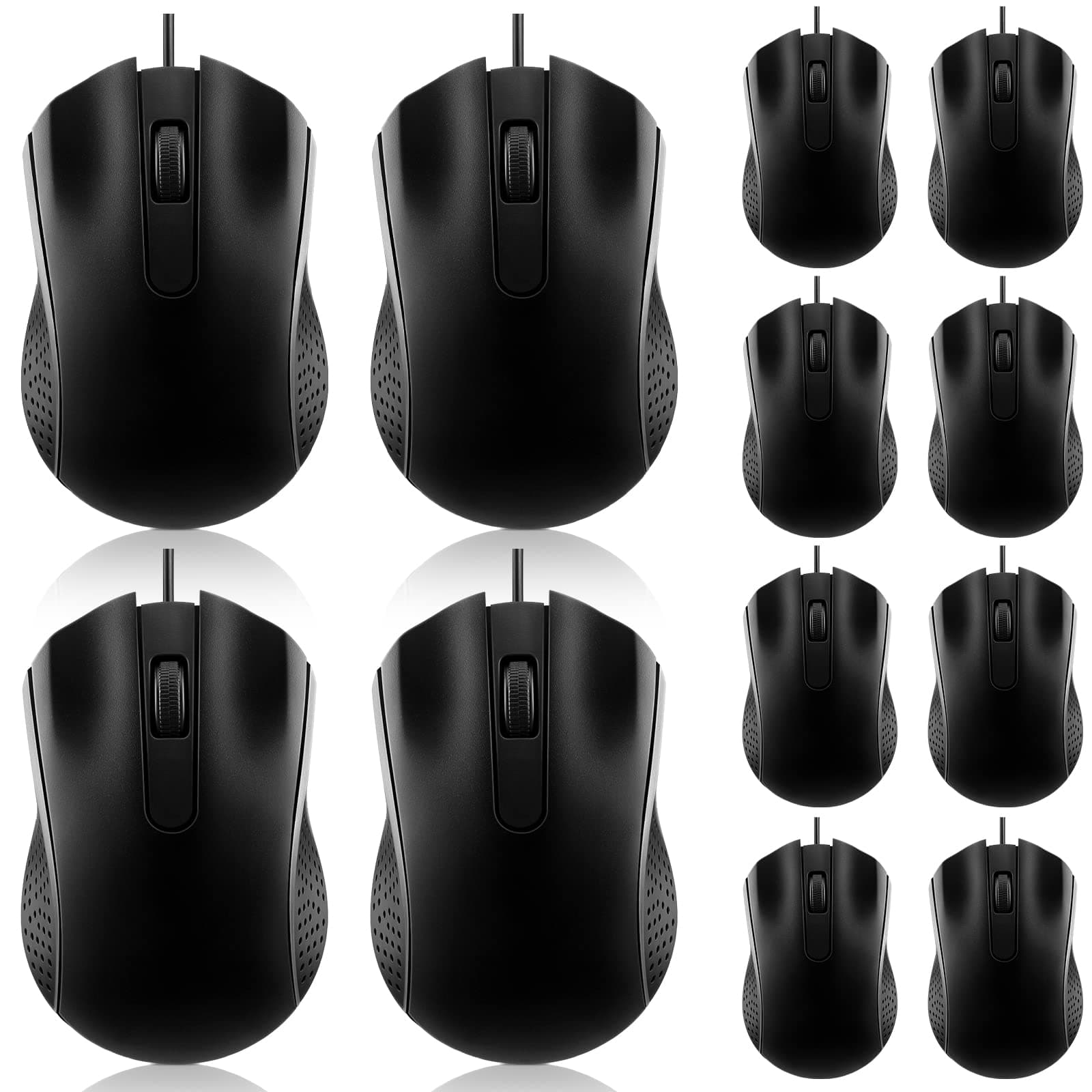12 Pcs Wired Computer Mouse Bulk Cord USB Computer Mice Ergonomic Wired Mouse for Pcs, Computers, Laptops, Gaming Office Home Supplies(Black)