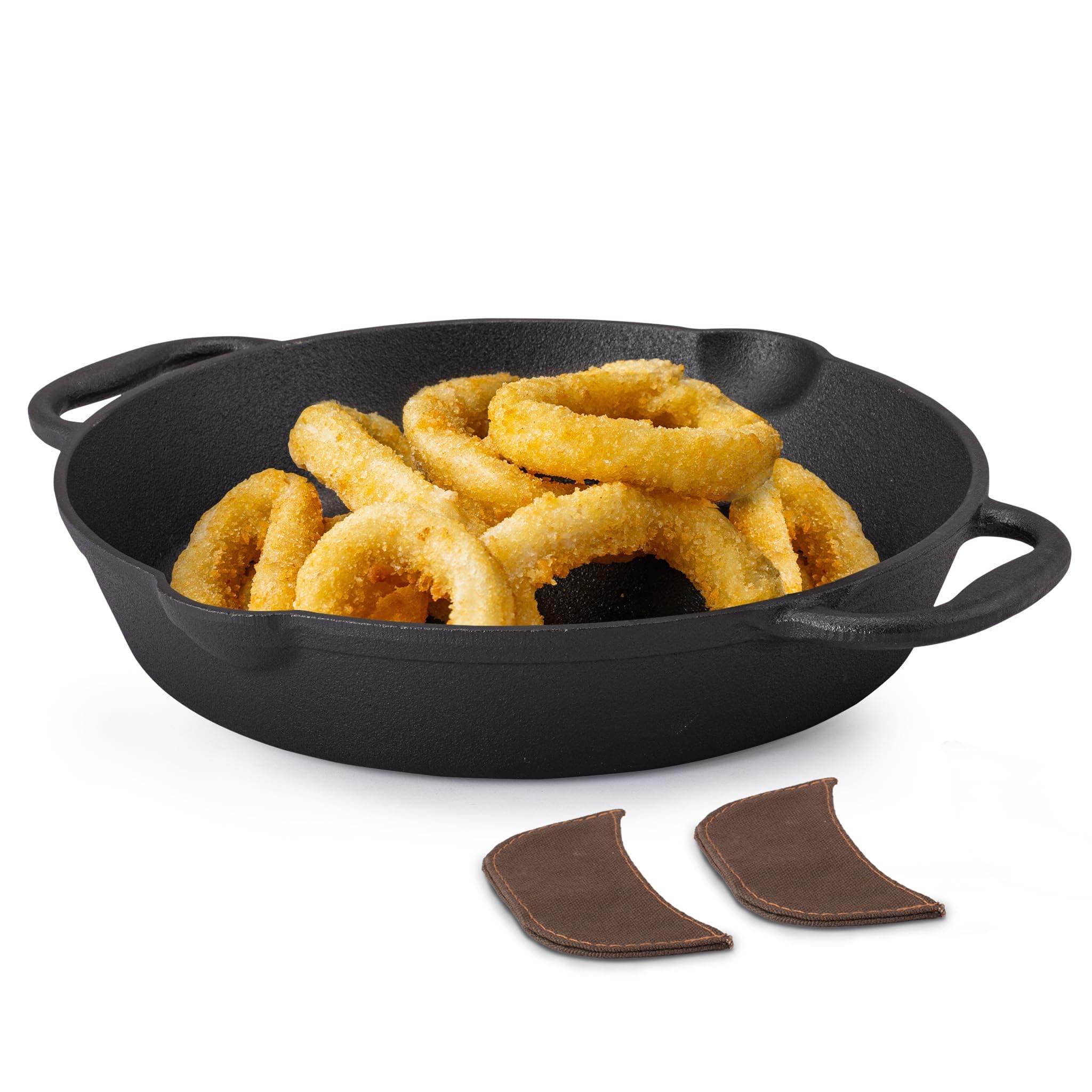 AGARO Royal Pre Seasoned Cast Iron Deep Fry Pan,25 cm Diameter,1.8L Capacity,No Chemical Coating,Rigid Handles,Fast Heating,Heavy Weight,Gas Oven & Induction Compatible,Frying,Deep Frying,Black