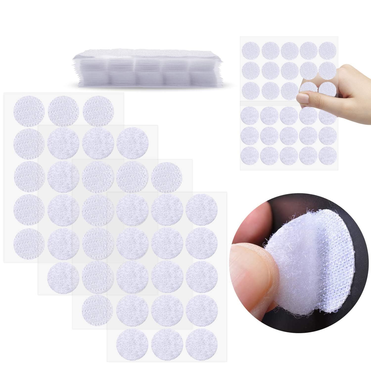 Andiniu 300Pcs (150 Pairs) 3/4" Diameter Strong Waterproof Round Dot Coins Velcro Dots with Adhesive, Sticky Dots for DIY Crafts Office Classroom Home