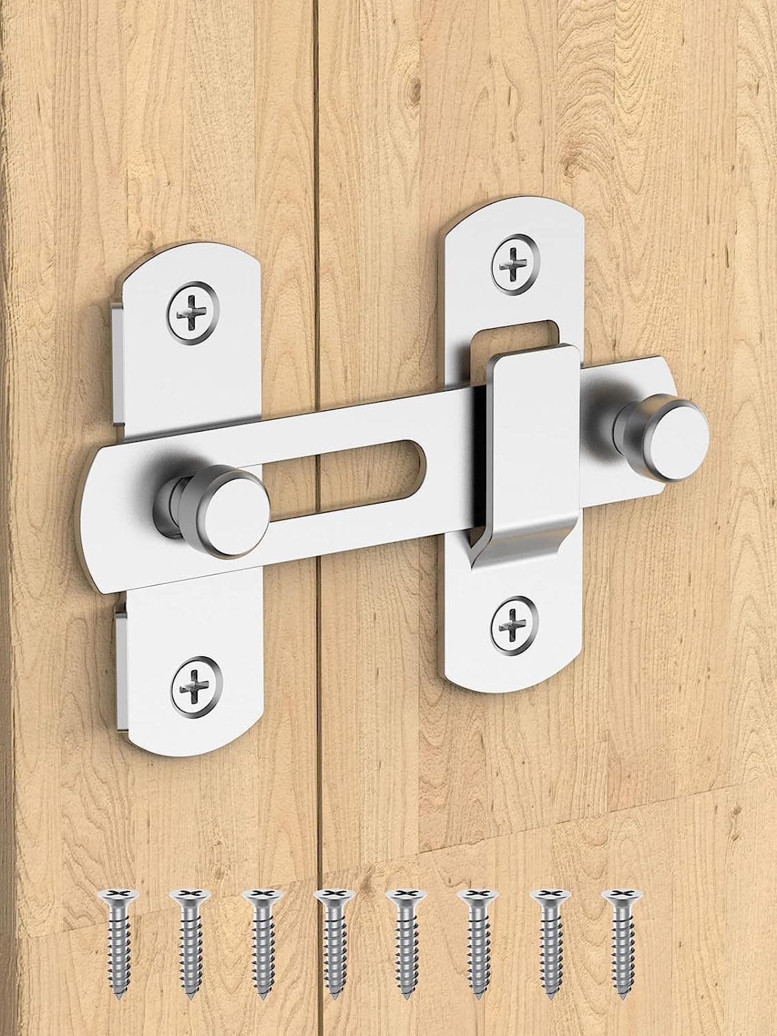 Sliding Barn Door Lock, Stainless Steel Gate Latches Flip Latch Safety Door Bolt Latch Lock for Wine Cabinet, Bathroom, Outdoor, Garage, Garden, Closet Door