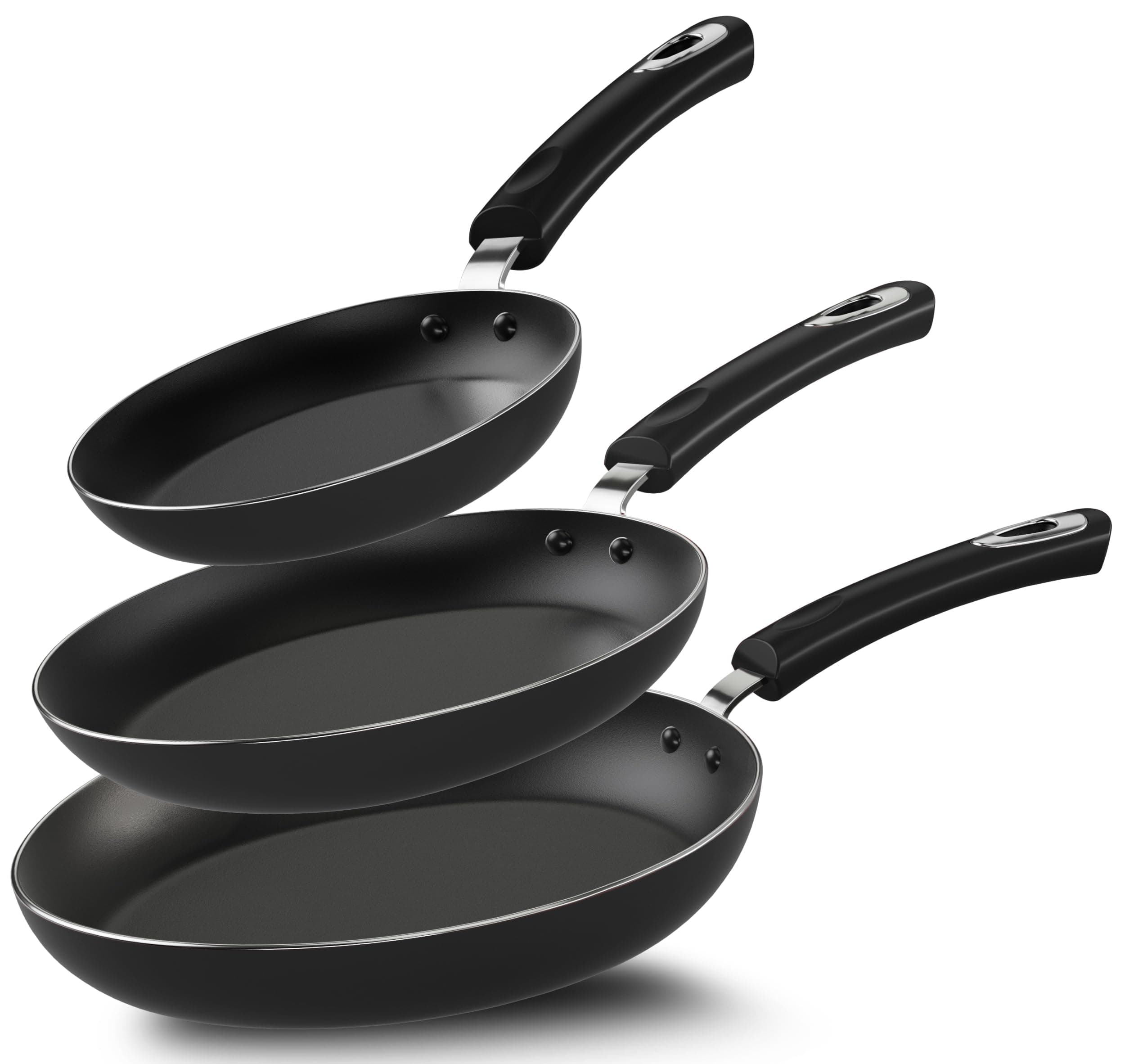 Utopia Kitchen 3-Piece Non-Stick Fry Pan Set with Induction Bottom, 8", 9.5", 11"