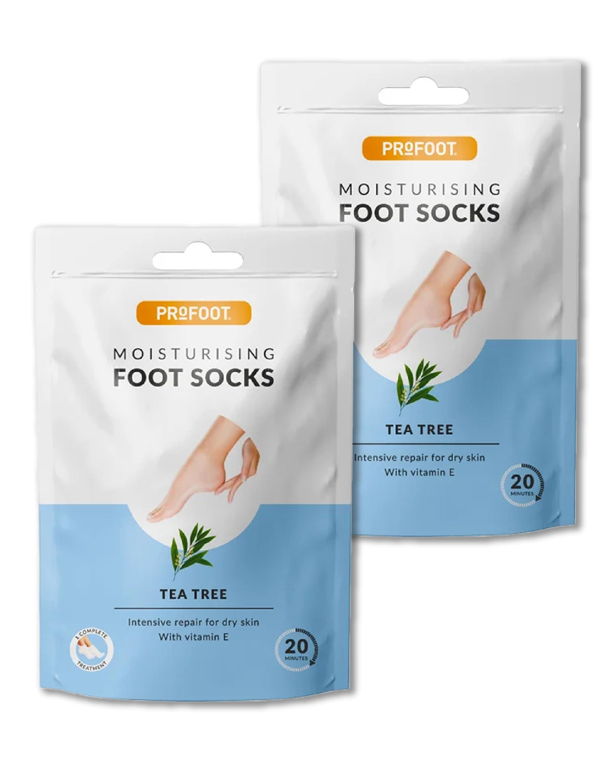 Moisturising Foot Socks, Intensive Repair Treatment for Dry Cracked Heels, Hydrating Foot Mask with Vitamin E and Tea Tree to Soften and Smooth Skin - 2 Pack